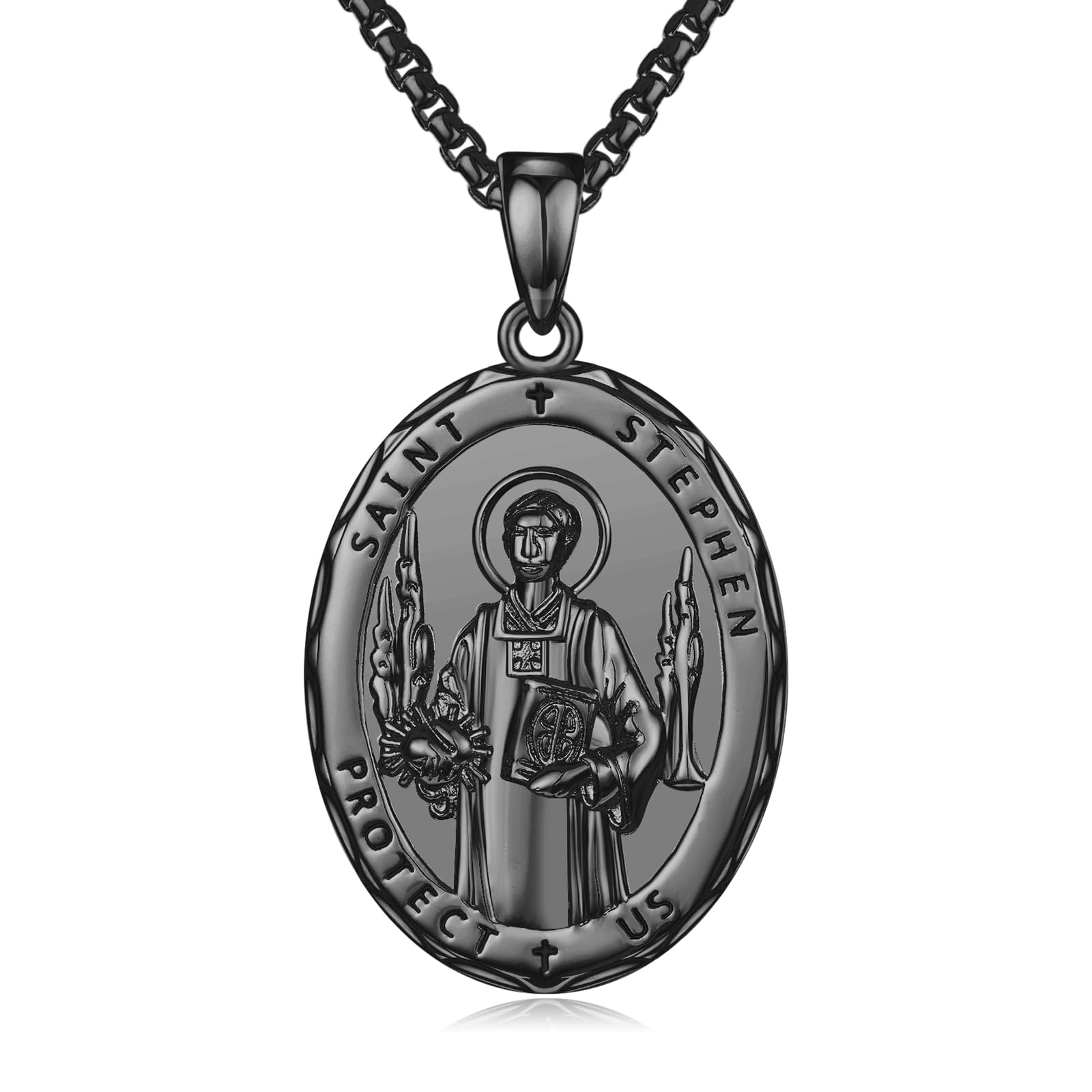 Silver/14K Gold Patron Saint Medal Amulet Necklace for Men Women