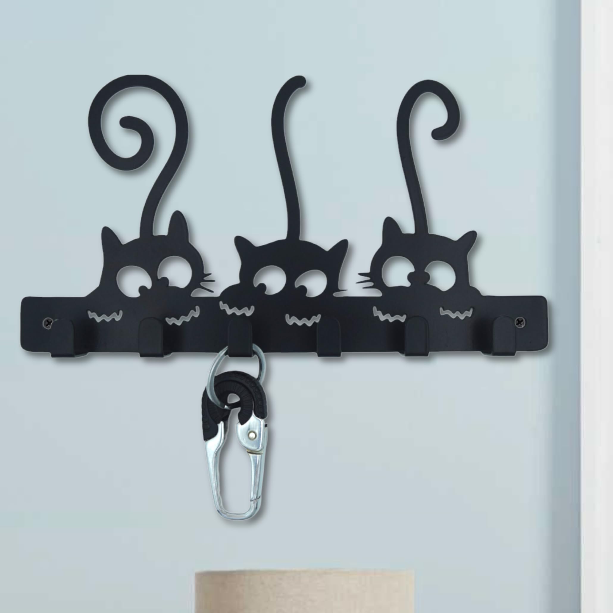 SHUCHI ESSENTIALS Kitty Pow Cat Key Holder for Home & Wall - Stylish Matte Black Steel Rack with 6 Rustproof Hooks - Perfect Cat Gifts for Cat Lovers, Key Hangers for Wall, & Wall Decor (B0CJSQ7MSL) Amazon Price History, Amazon Price Tracker