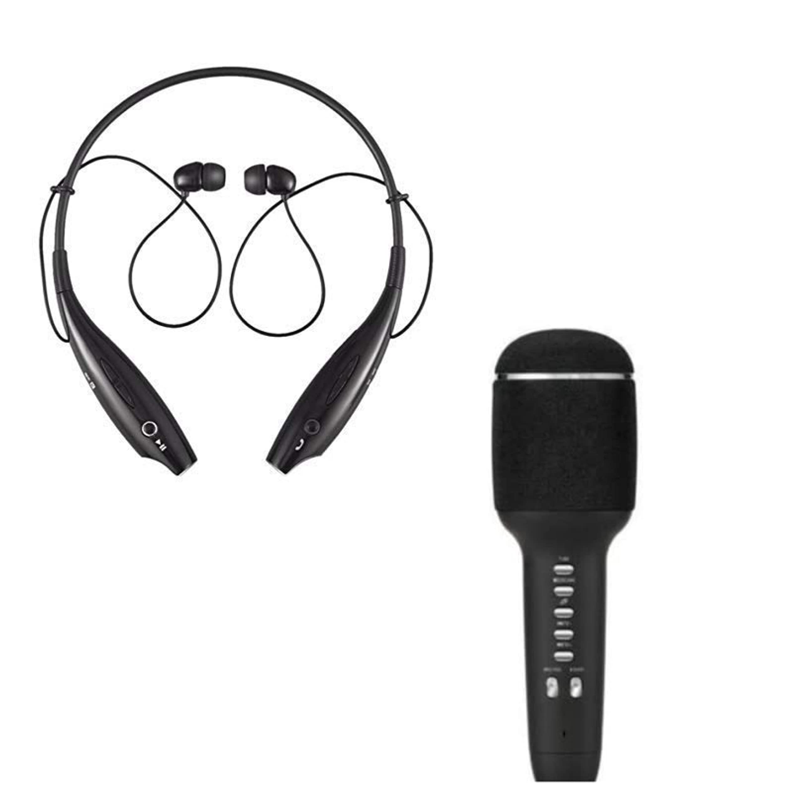 Mabron Combo Pack of 2 Items - Bluetooth WS-999 Wireless Mic, Hbs-730 Neckband Bluetooth Headphones (1 Year Warranty)-image-6