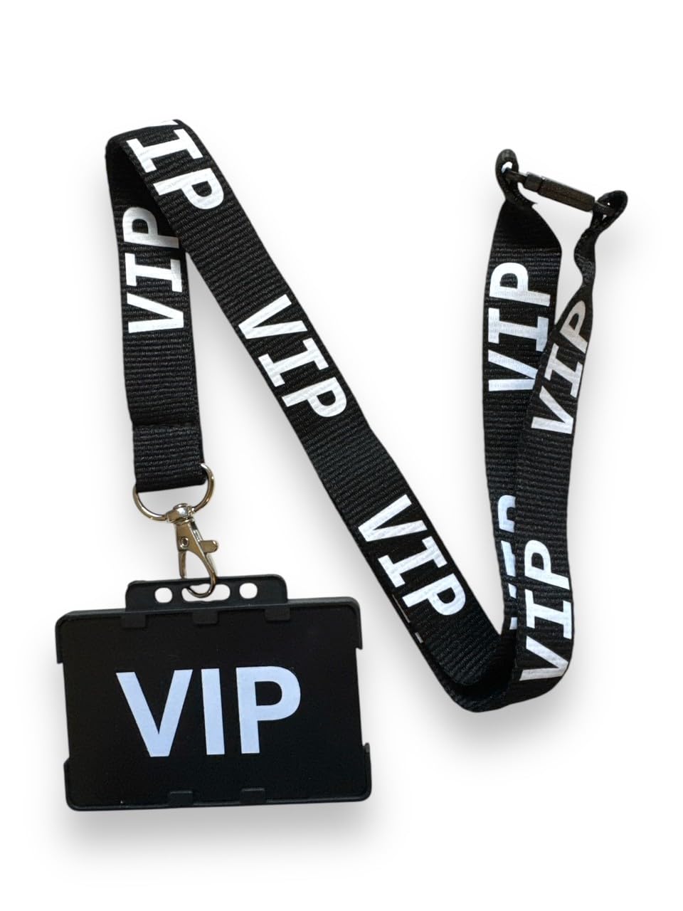Black VIP Lanyard with Double ID Card Holder, Black VIP Printed PVC Badge (5)