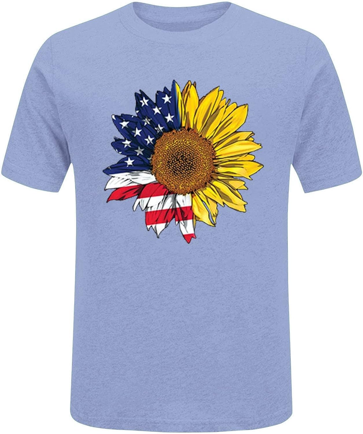 Miniatura 4 de Lindas camisetas para mujer, con bandera americana, con bandera de girasol, patriótica y bandera estadounidense
