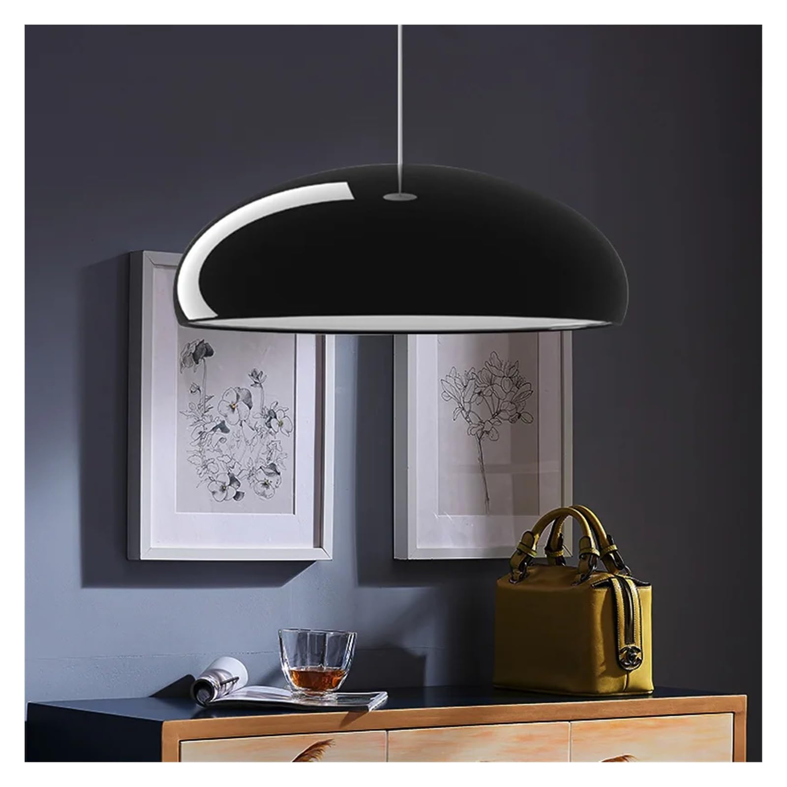 Lustre cuisine noir suspension table salle manger lampe LED ronde magasin