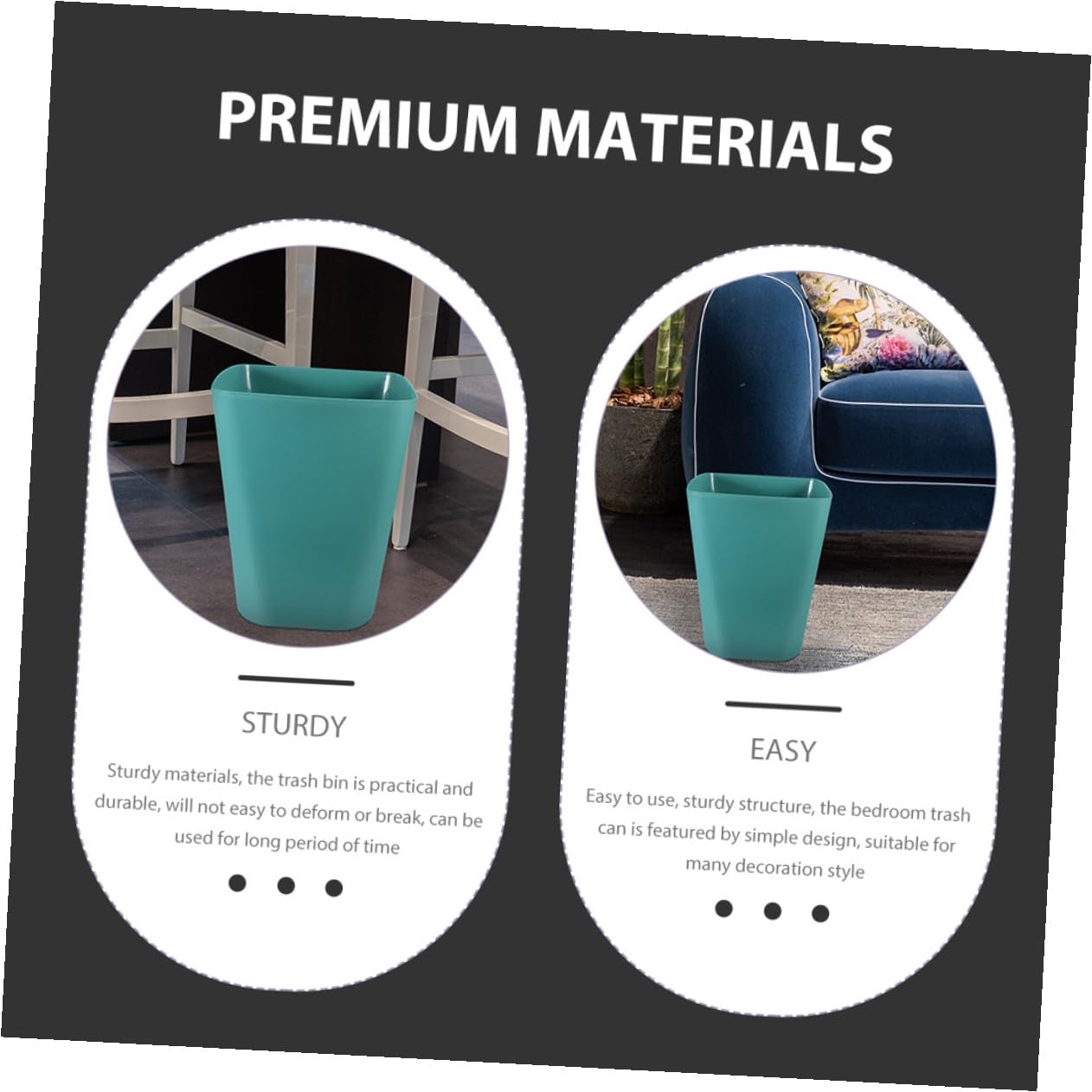 BESTYASH 3pcs Blue Small Outdoor Trash Can Plastic Wastebasket Bin for Bedroom Bathroom Office Storage and Organization