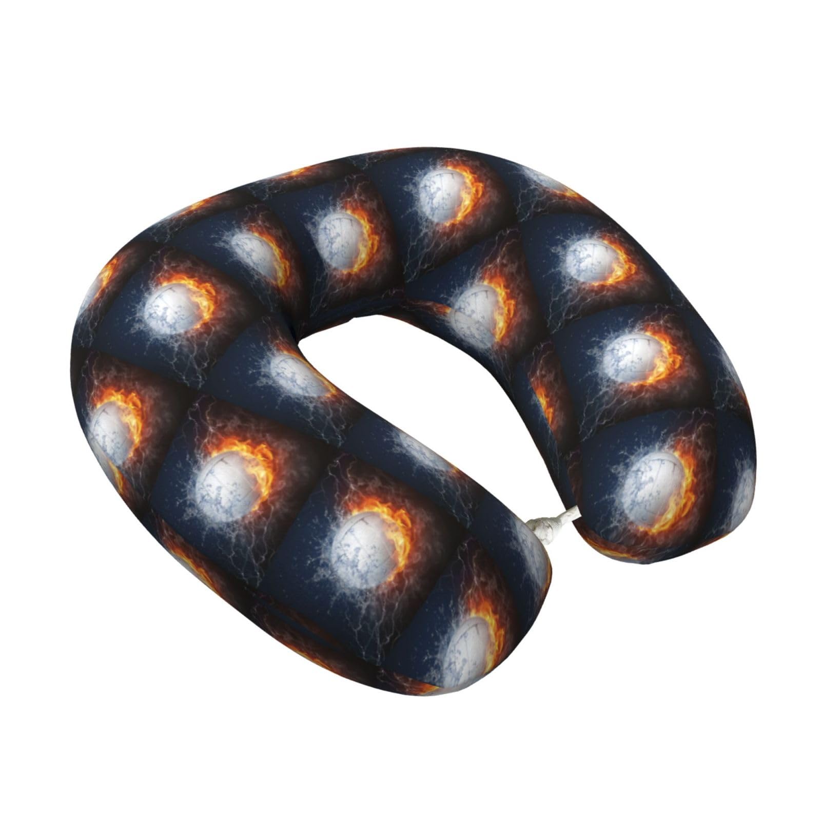LKYMOH Ice And Fire Volleyball, Travel Neck Pillow U-Shaped Memory Neck Support Soft Comfortable With Washable Cover For Airplane Car Traveling and Office