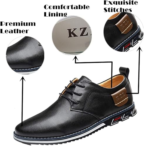 Miniatura 3 de Veslexth Zapatos deportivos de conducción casuales para hombre, mocasines transpirables y cómodos para caminar, con cordones, zapatos de cuero de