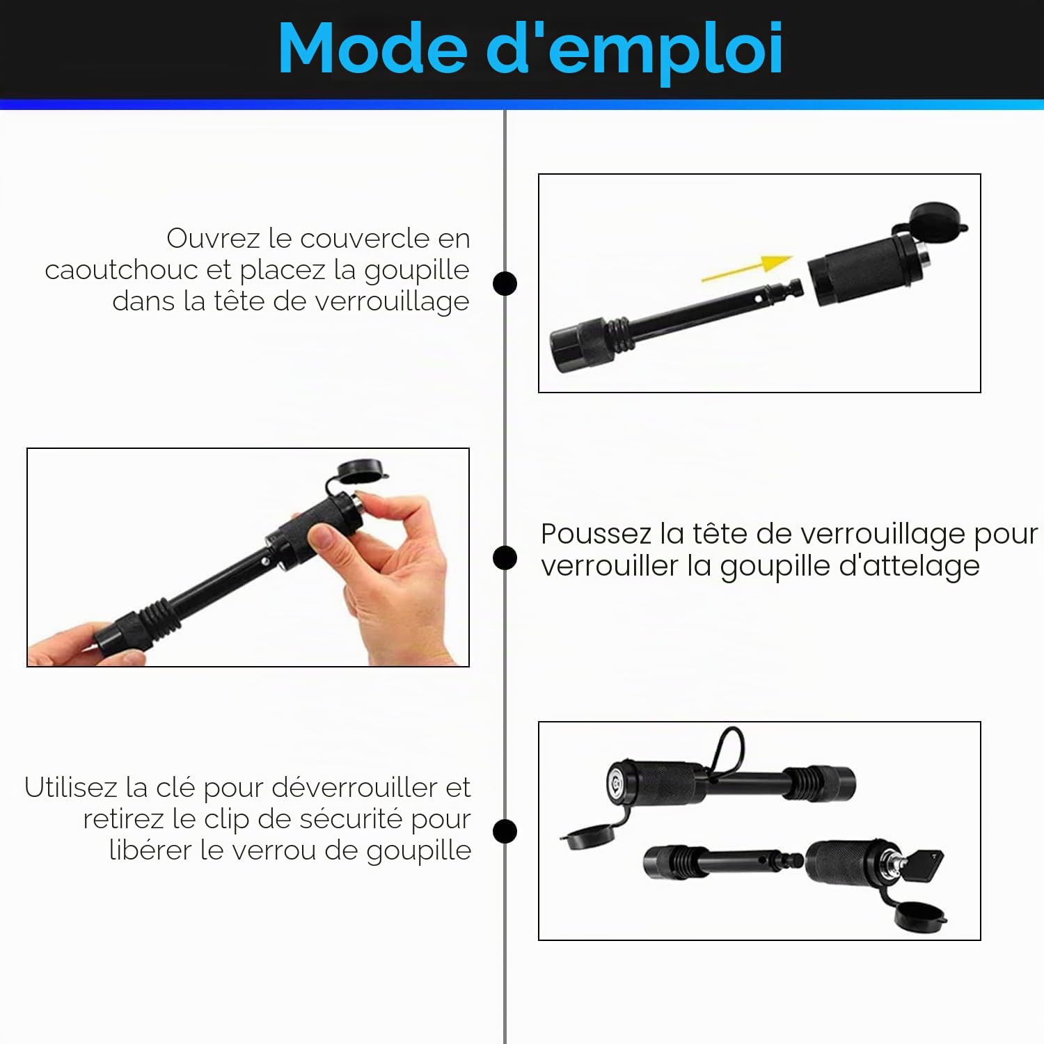 Antivol d’attelage de remorque 5/8", Verrou d'attelage Remorque en Aluminium Robuste avec 2 clés, pour Camion, Voiture, Bateau et remorque | antivol attelage remorque, sécurité caravane for camping-cars caravanes, protection vol remorque, voyage camping