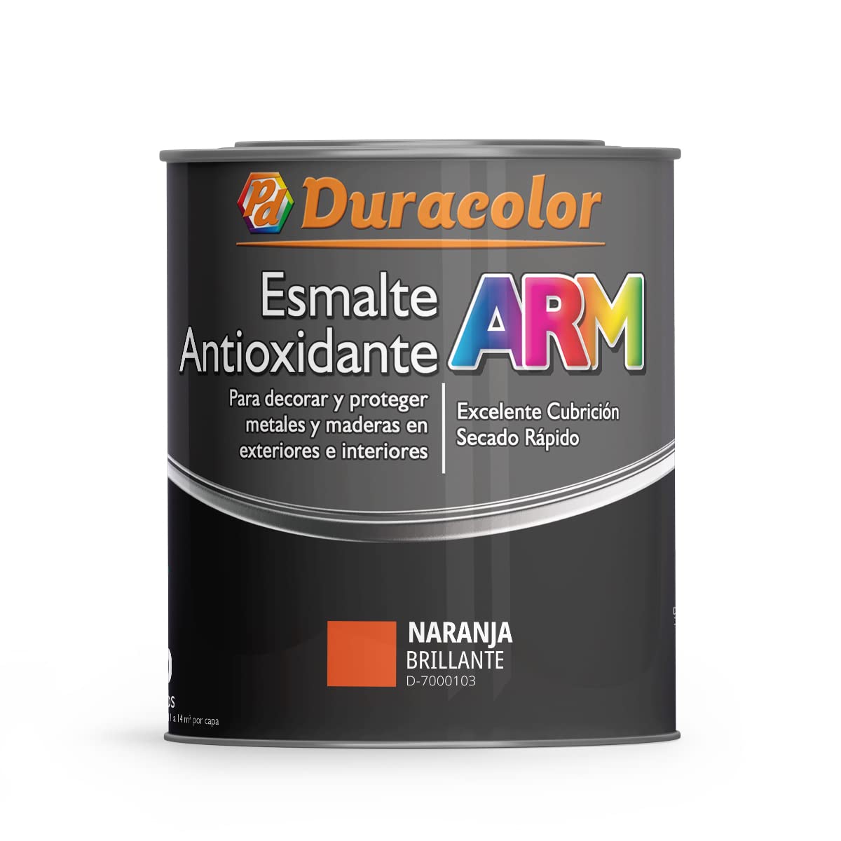 Esmalte Antioxidante ARM - Color Naranja - 4 Litros - Superficie Exterior e Interior - Acabado Brillante y de Rápido Secado - Excelente Dureza y Resistencia - Duracolor
