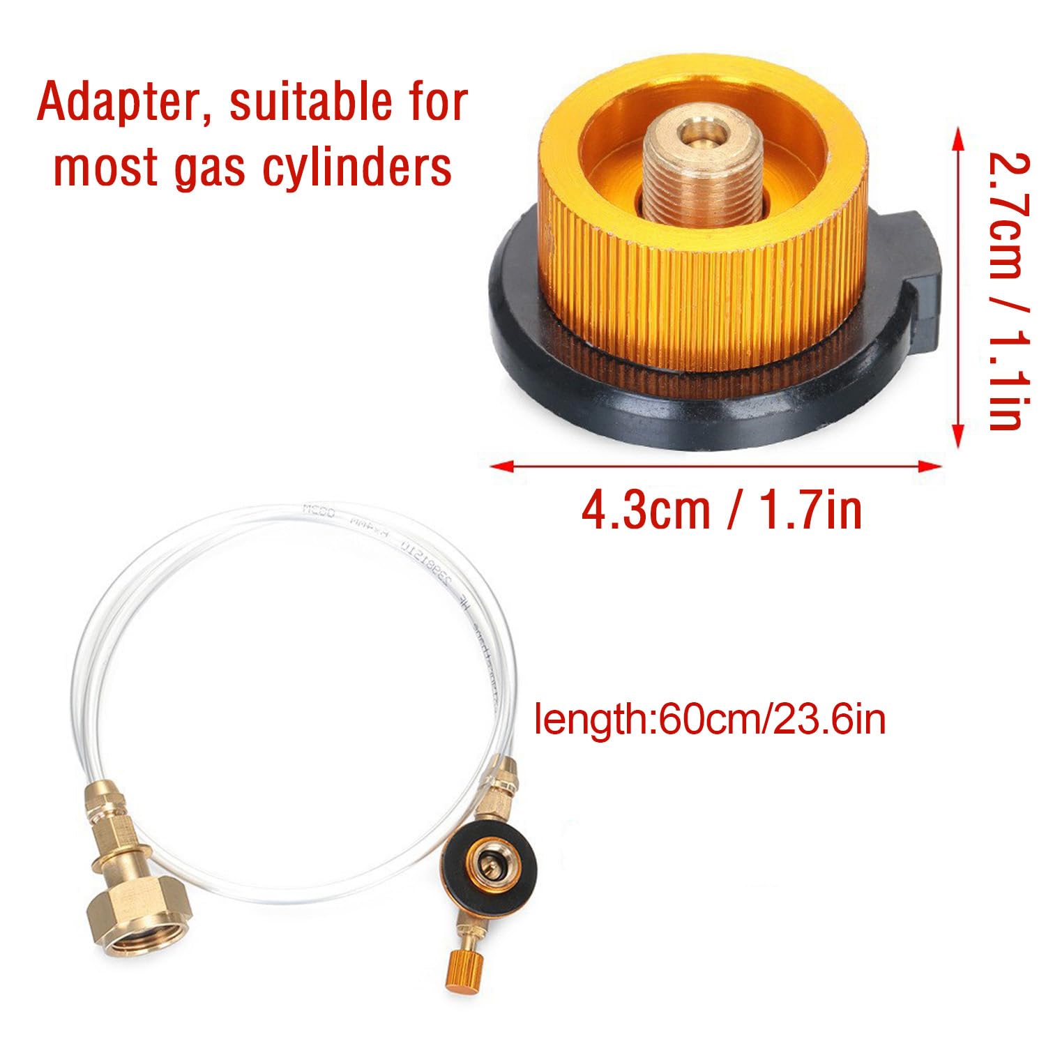 Adapter do kuchenki kempingowej, adapter do butli gazowych, zawór kuchenny, nadaje się do różnych aktywności na świeżym powietrzu, takich jak kemping, grill, kuchnia na świeżym powietrzu i piknik, 60