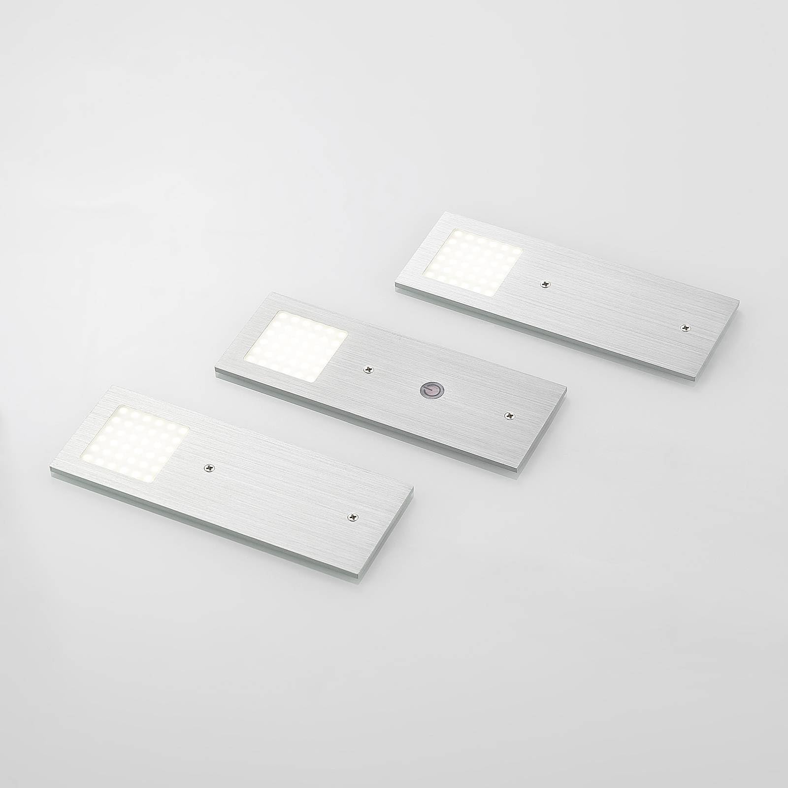 Arcchio 3er Set LED Unterschrankleuchten Nortra dimmbar (Modern) in Alu aus Aluminium (3 flammig,) - Unterbauleuchten Wohnzimmerleuchte