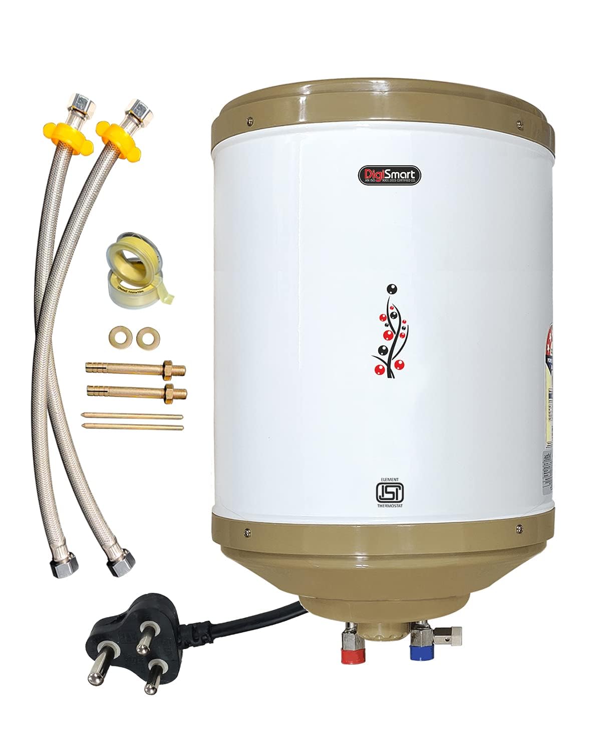 DIGISMART 35 Ltr Storage 2 KVA 5 Star ABS Top Bottom, Special Anti Rust Coated SS tank Amazon (Ivory) Free Installation Kit & adjustable outer thermostat come with 5 Years Warranty (35 Ltr)