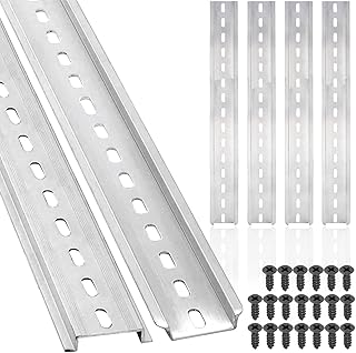 DKARDU Din Rail Slotted 35mm Aluminum, 6 PCS Clamp DIN Rails, with Mounting Screws, 12 Inches 30 CM Long, 35mm Wide, 7.5mm High for Terminal Block Relay