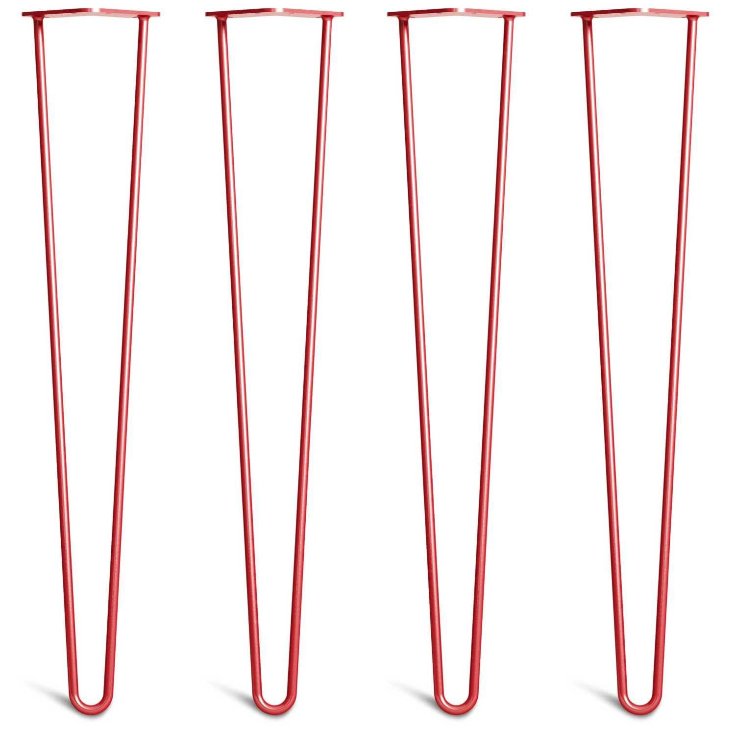 [HLC] 4 x Hairpin Table Legs – Superior Double Weld Steel Construction With Screws, Build Guide & Protector Feet Worth £8 Included! – 10mm Steel [28"/71cm,Red]