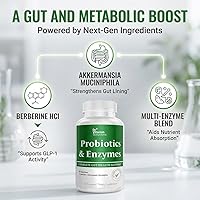 Vista 4 de Enzimas de apoyo GLP-1, Pre y Probióticos para la salud digestiva, apoyo para la pérdida de peso con Berberina, Akkermansia Muciniphila para mujeres