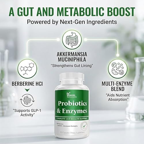 Miniatura 4 de Enzimas de apoyo GLP-1, Pre y Probióticos para la salud digestiva, apoyo para la pérdida de peso con Berberina, Akkermansia Muciniphila para mujeres