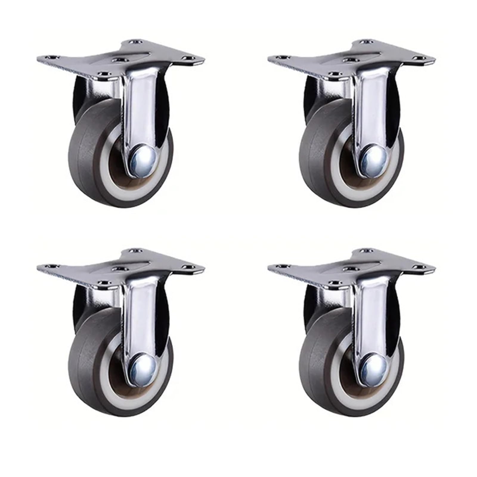 Caster Wheels, 4 Pcs 1.5/2" Caster Wheels Furniture Wheels Heavy Duty Castors TPR Rubber Flat Bottom Wheels for Furniture Cabinets Workbench(4 Fixed,1.5 Inch)