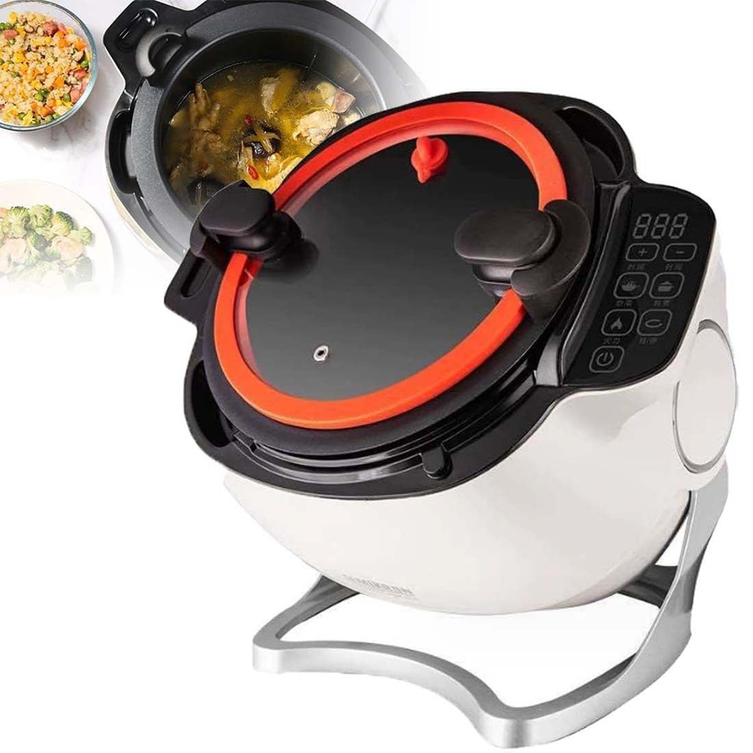 Wok De Cuisson Multifonctionnel, Cuiseur De Machine à Sauter à Tambour, Machine à Frire Automatique, Machine à Riz Frit à Poêle Antiadhésive Rotative à 360 ° Pour Restaurant, Hôtels