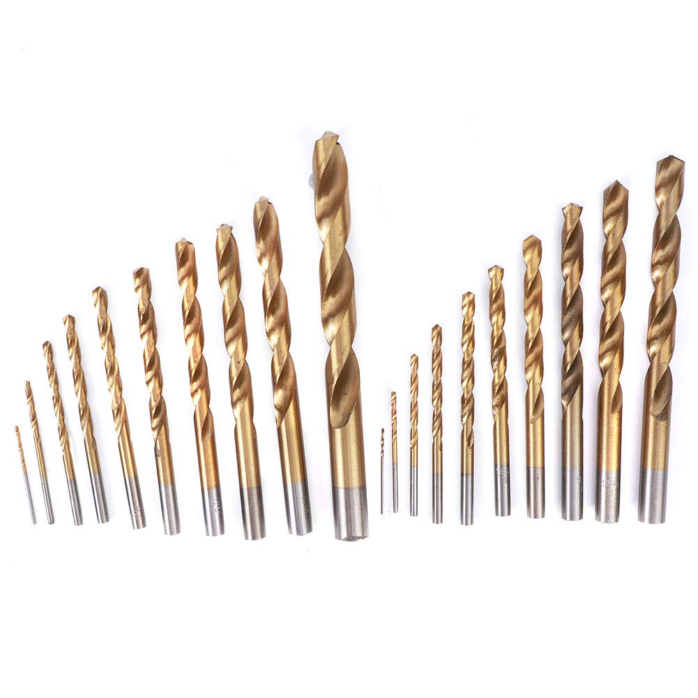 Juego de Brocas Helicoidales con Revestimiento de Ti Acero Inoxidable Brocas Helicoidales Alta Dureza y Resistencia Al Desgaste 20 Tamaños Juego 1 Mm a 13 Mm