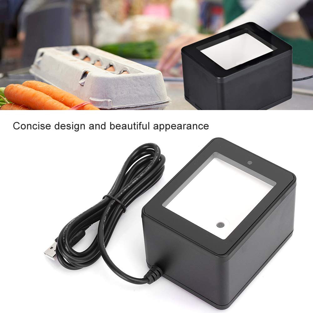 ASHATA Scanner di Codici a Barre da Tavolo, Scanner di Codici a Barre a 360°, Piattaforma di Scansione di Codici QR, Pagamento Mobile per Supermercati CMOS