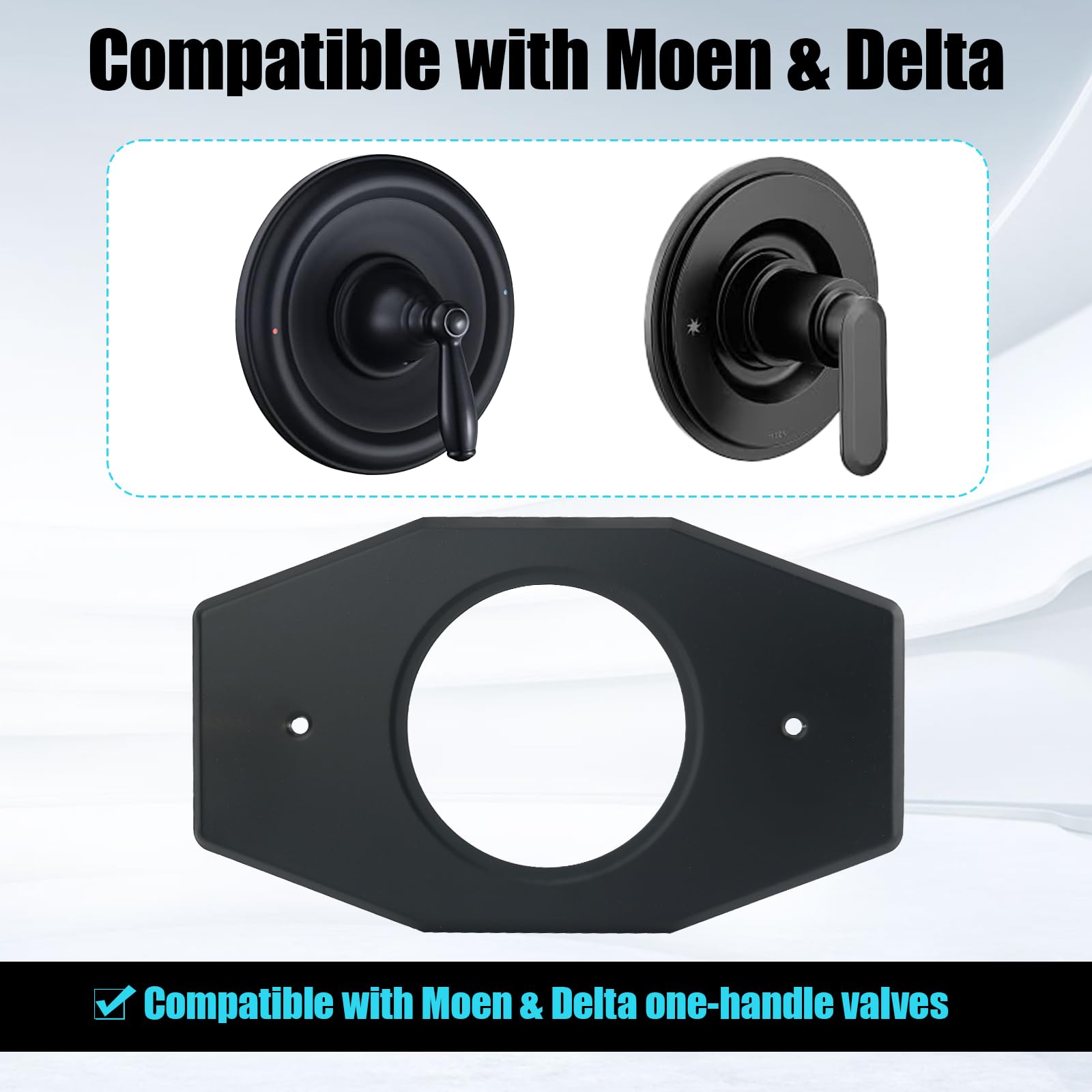 Shower Valve Remodel Cover Plate, A502-26 Single Hole Conversion Plate Compatible with Moen & Delta Trim, Bathroom Wall Repair Escutcheon, Black - 3