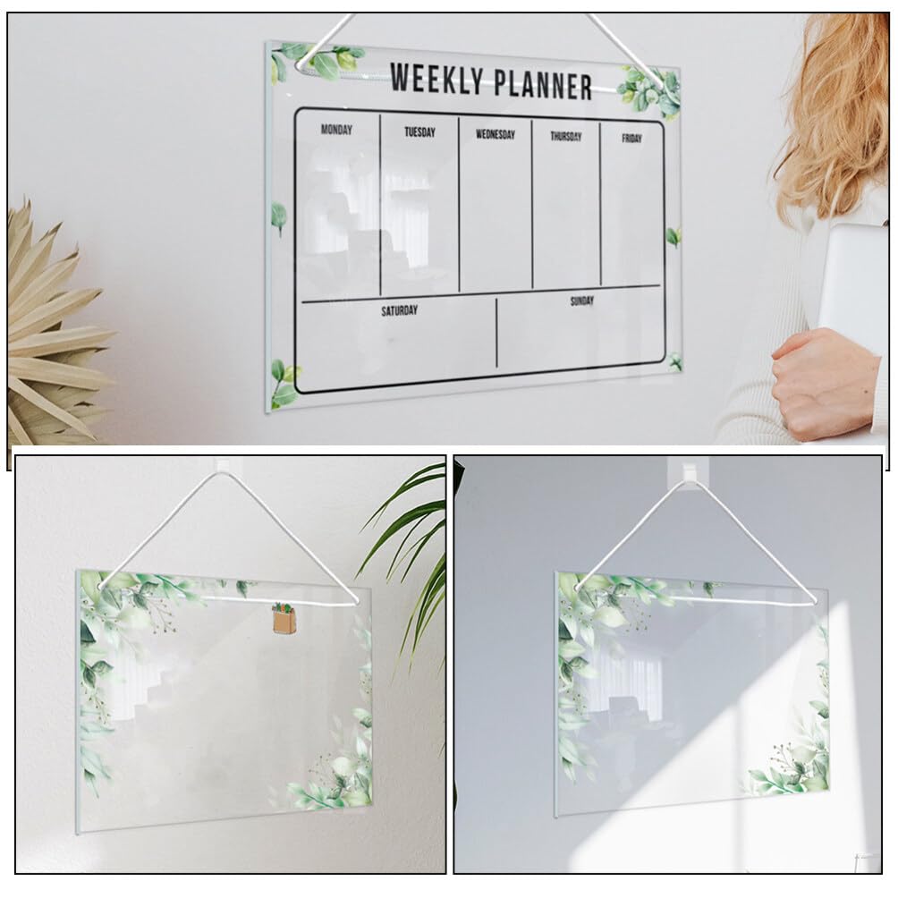 VILLCASE Trocken Acryl Menütafel Abwischbar, Hängende Acryltafel Löschbare, 30x20cm, Wiederverwendbare Tafel Acryl Memotafel mit Tuch und Hängeseil, für Küche und Büro