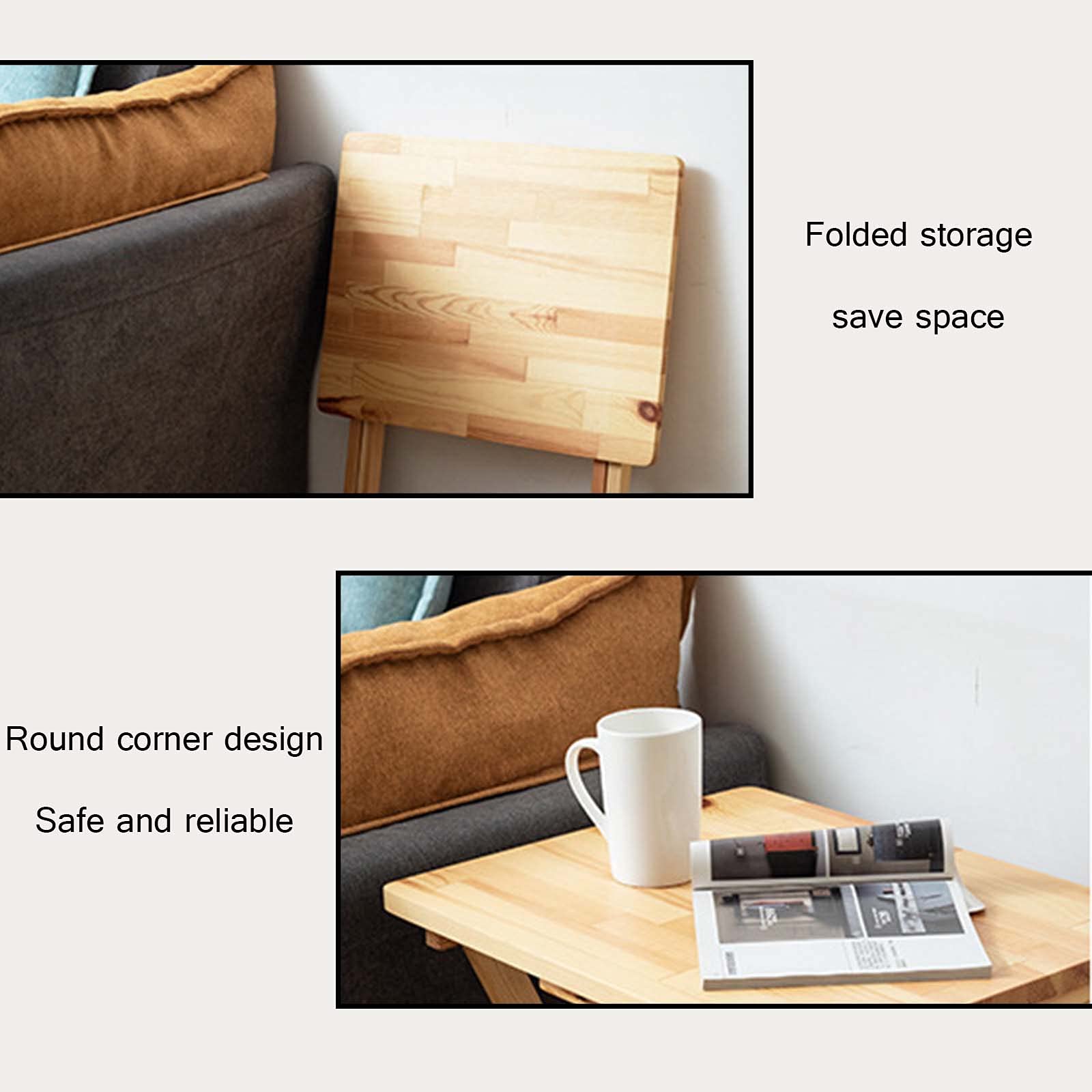 Mesas auxiliares, Mesa Auxiliar para Exteriores de Madera Natural de 20 "de Ancho, Mesa de Picnic Plegable, Muebles de Patio portátiles para terraza, jardín, terraza