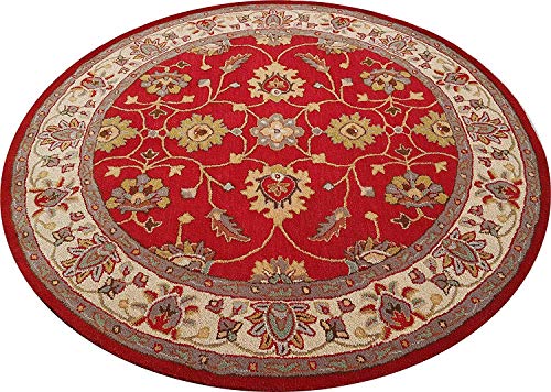 Image of Classical Look Handmade Round Carpet with Super Soft & Pure Woolen Carpet for Your BEDROOMS & Living Room with 1 INCH Pile Height 4 X 4 FEET (120x120 cm) Multi