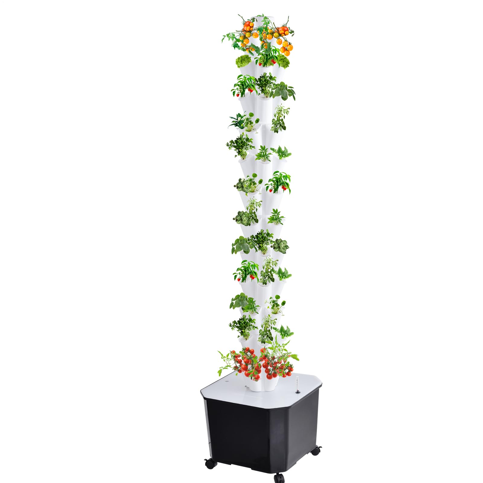 Genérico Kit de Torre hidropónica de 12 Niveles 60 Agujeros. Torre de Cultivo hidropónico Vertical con Bomba de Agua depósito de Agua móvil de 50 l. Sistemas de Cultivo para Hierbas, Frutas Verduras