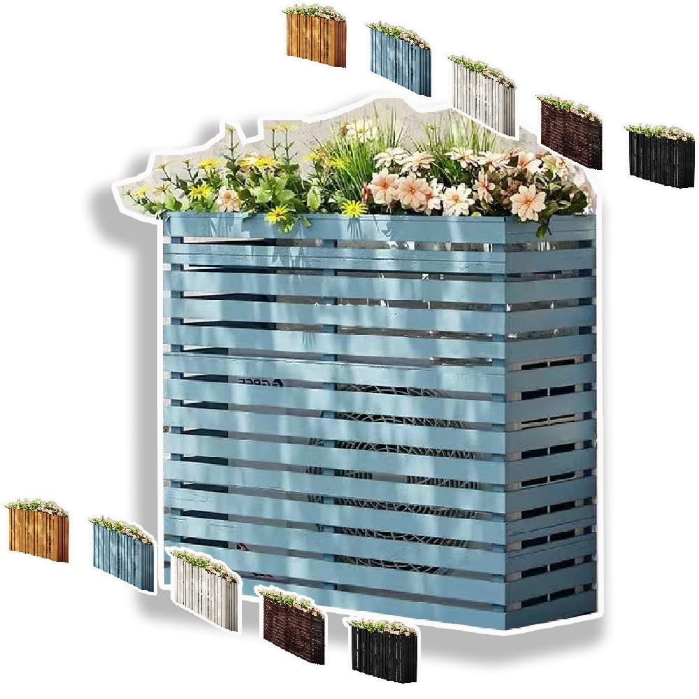 Abdeckung für Klimaanlagen im Freien, AC-Schutzgitter für Außengeräte, Massivholz, Sonnenschutz, AC-Einheit, wetterfeste AC-Abdeckung (Blau, B, klein)
