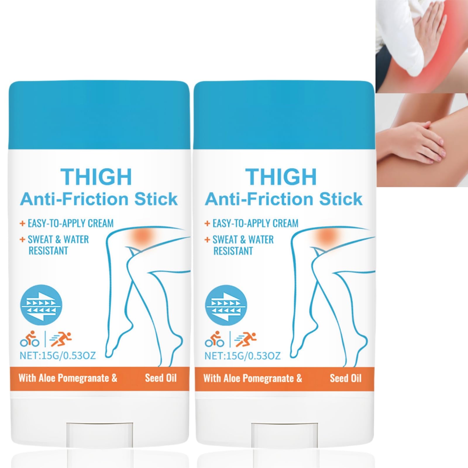 ChunXin 2PCS Anti Chafing Cream,Thigh Anti-Chafe Stick,Thigh Rub Cream,Waterproof Anti Chafe Stick,Waterproof Running Chafing Stick,No Chafing Stick,Thigh Anti-Chafe Stick,Glide Anti-Chafing Stick