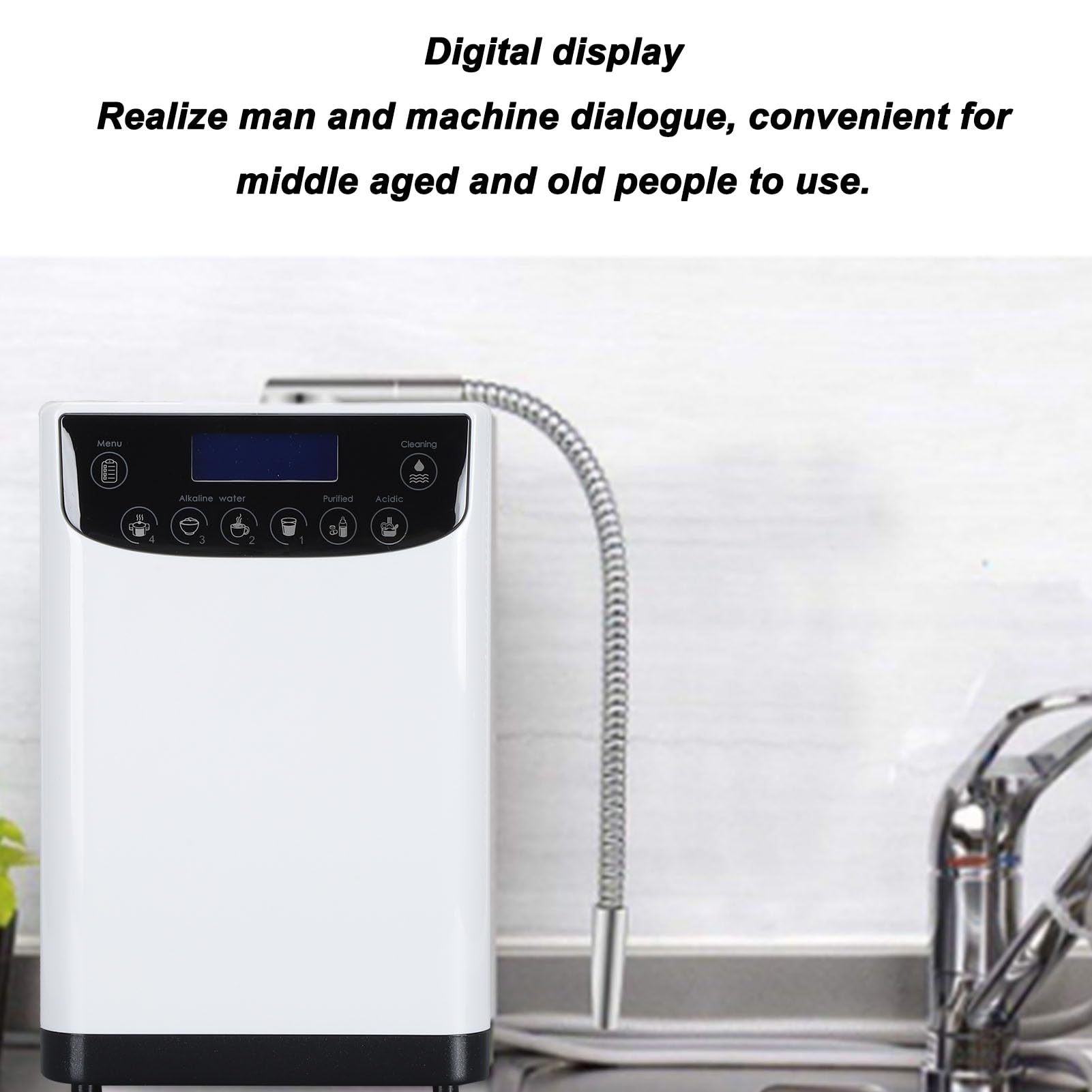 Generador de Agua de hidrógeno: Purificador de Agua Multifuncional Montado en la Pared con Pantalla LCD, Control Táctil y Mensaje de Voz, Ionizador de Agua (Enchufe de la UE)