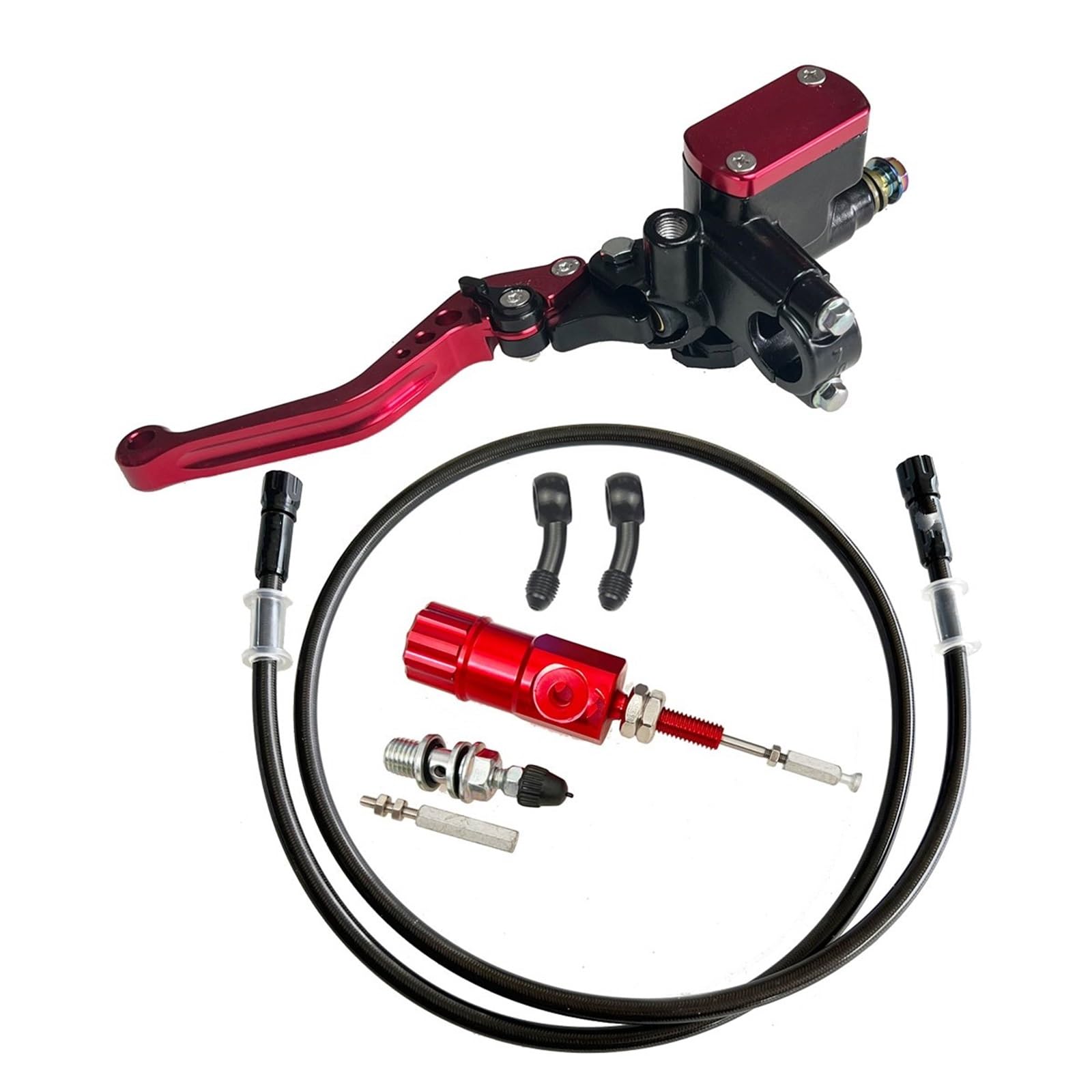 Iukmr Red Clutch Set Motorcycle Clutch Brake Lever 14Mm Piston Motorcycle Hydraulic Clutch Kit Brake Master Cylinder 1200Mm Hose(Red Clutch Set)
