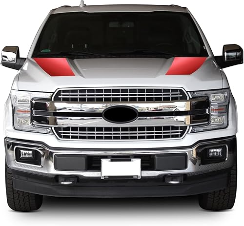 Optix Calcomanía de vinilo con diseño de rayas delanteras sólidas compatibles con F-150 2015 2016 2017 2018 2019 2020 - Rojo cromado mate metálico