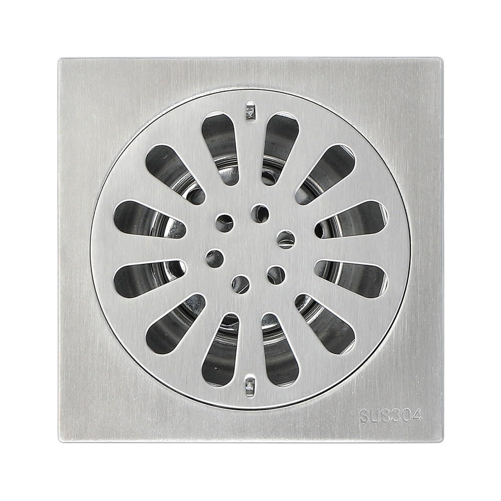 Sumidero Ducha Desagüe de Suelo de baño Cuadrado, 10cm, 12cm, 15cm, Acero Inoxidable Cepillado, Inodoro, Cocina, balcón, colador de Alambre Filtro Desague Ducha(Type C 15x15cm)