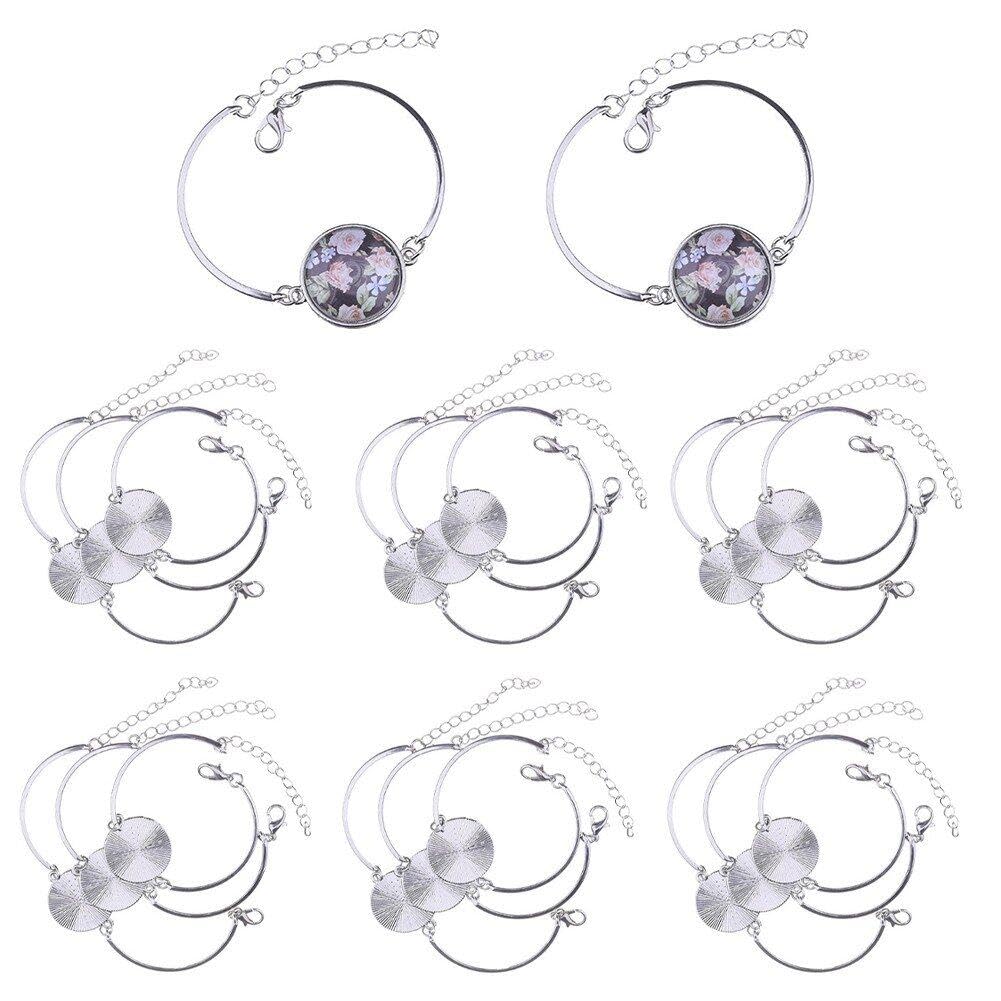 Sanfly 20pcs Blank Bracelet Bezel Tray Cuff Bangle Bezel Leather Blank Base Tray Bracelet for Diy Jewelry Making