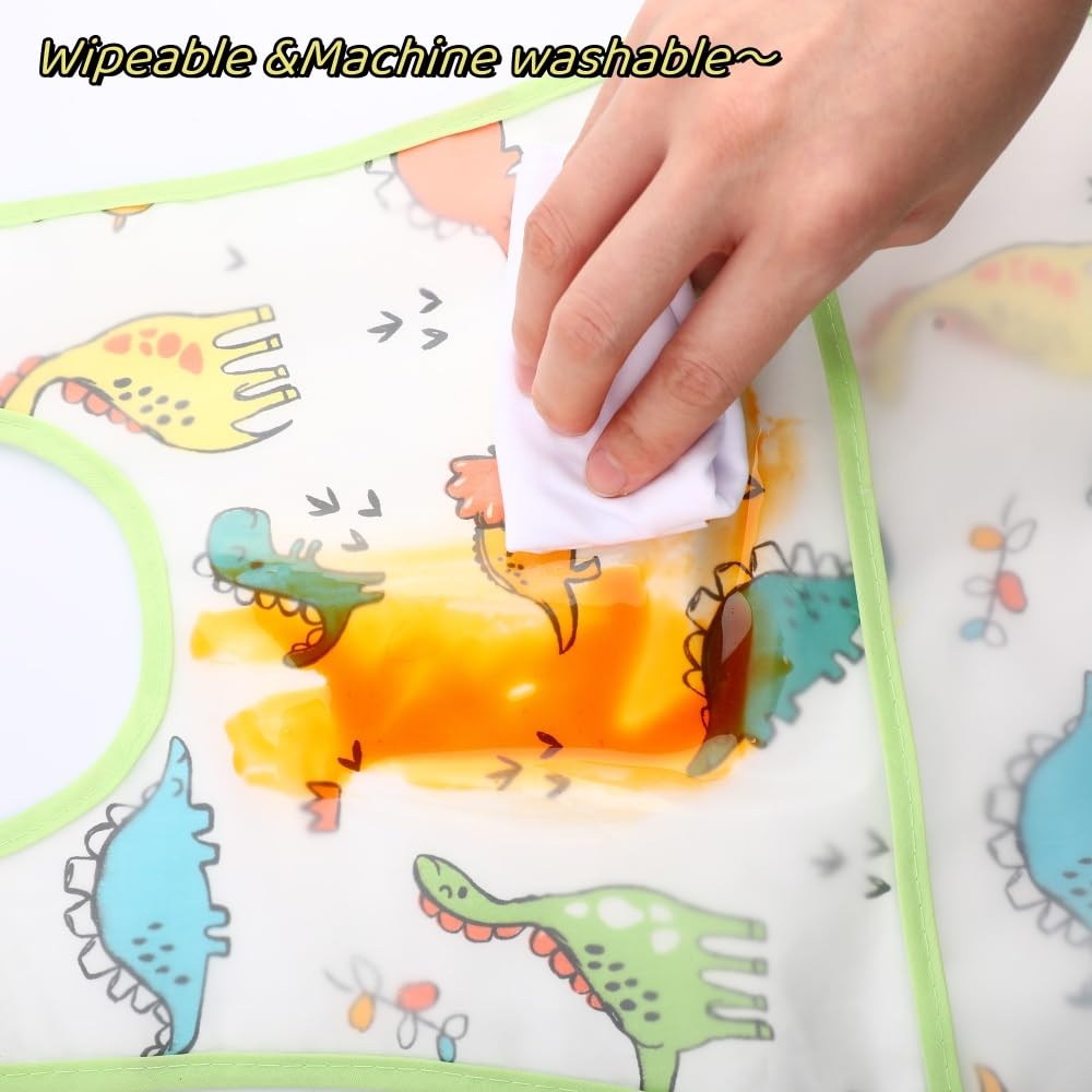 norinori Baby bibs Waterproof Feeding bib Christmas Day - Starter Bib with Catcher Pocket For Todder Infants Washable Soft 4Pac 6-24M - Image 4