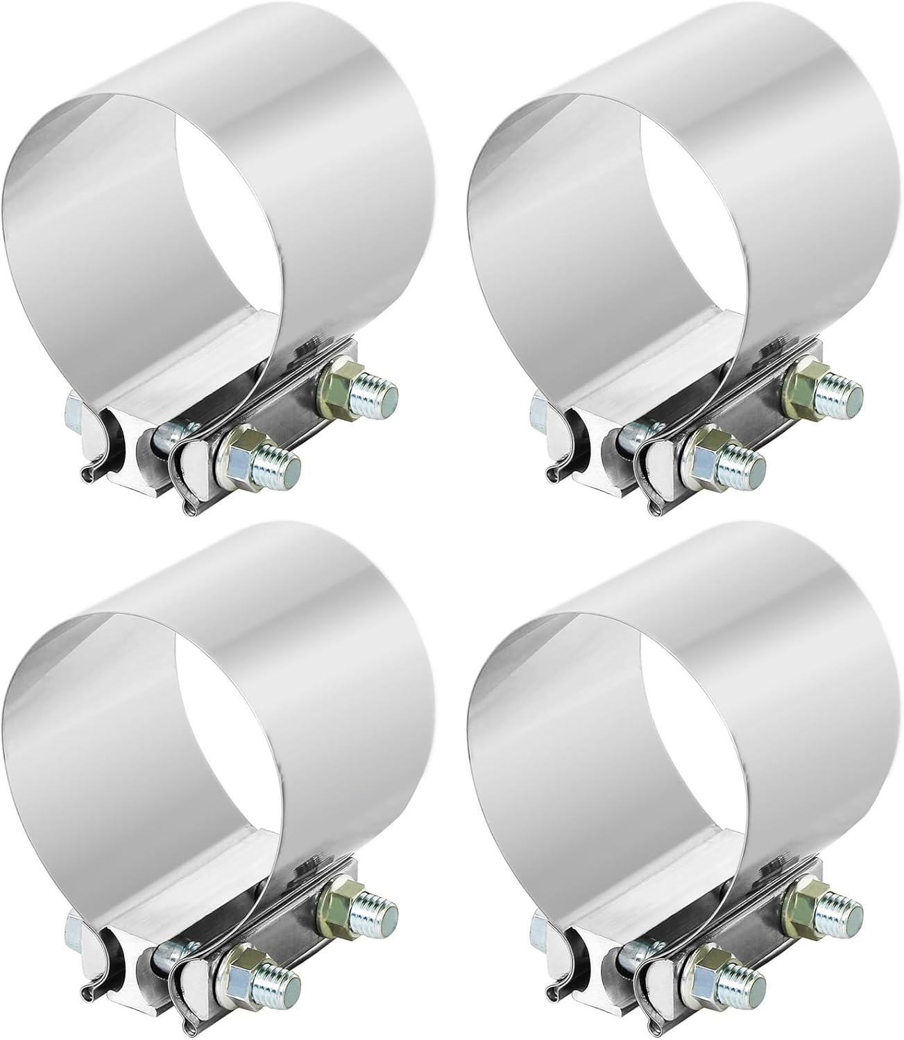 4Pcs x 4“ Inch Exhaust Clamp Universal 4" Butt Joint Exhaust Band Clamp,Stainless Sleeve Coupler For Mufflers Exhaust Pipe