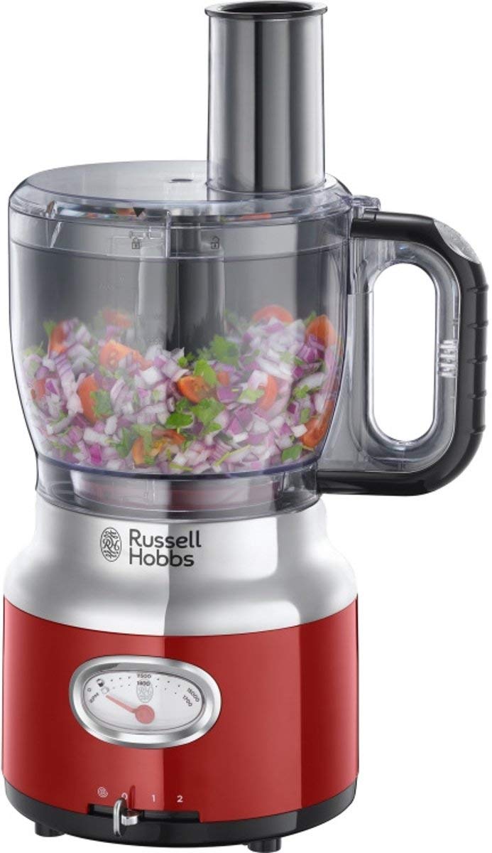 Russell Hobbs 25180-56 Retro Mutfak Robotu, 850W, Makinede Yıkanabilir, Kırmızı