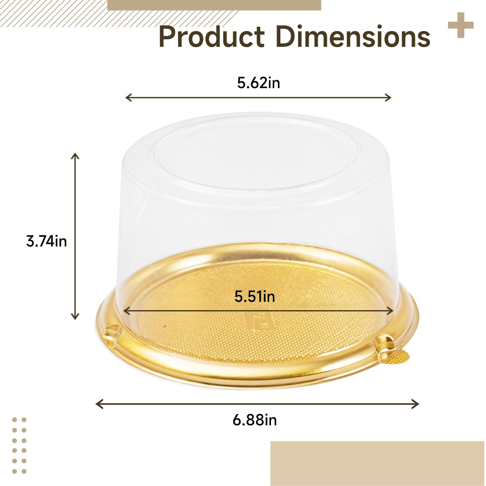 Gold Base Przezroczyste pudełka na ciasto, 50 szt., na wesela, imprezy, ekspozycje, materiały do pakowania zwierząt domowych, bezpieczne do ciast
