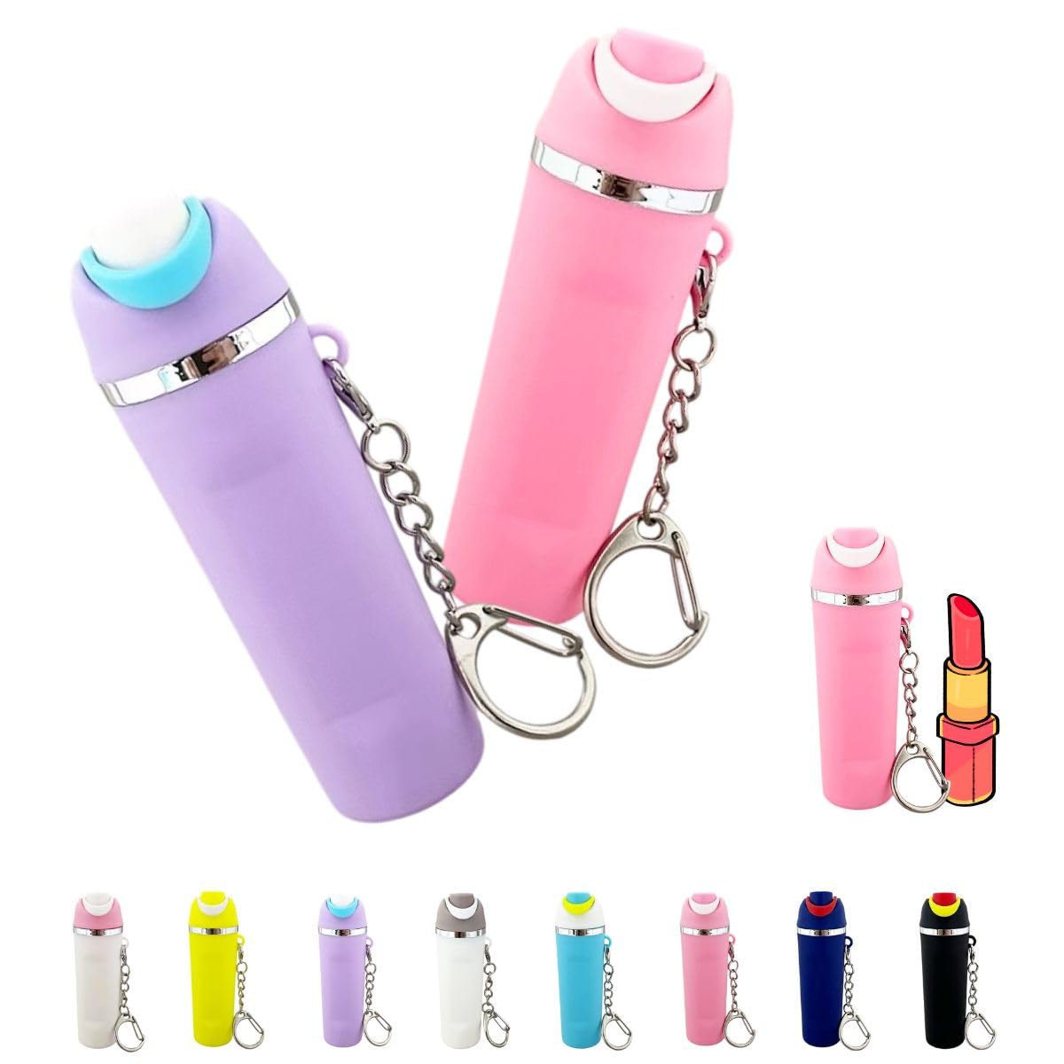 Ashflarerum Mini Water Bottle Keychain For Owala Chapstick Holder, Cute Cup Mini Tumbler Keychain