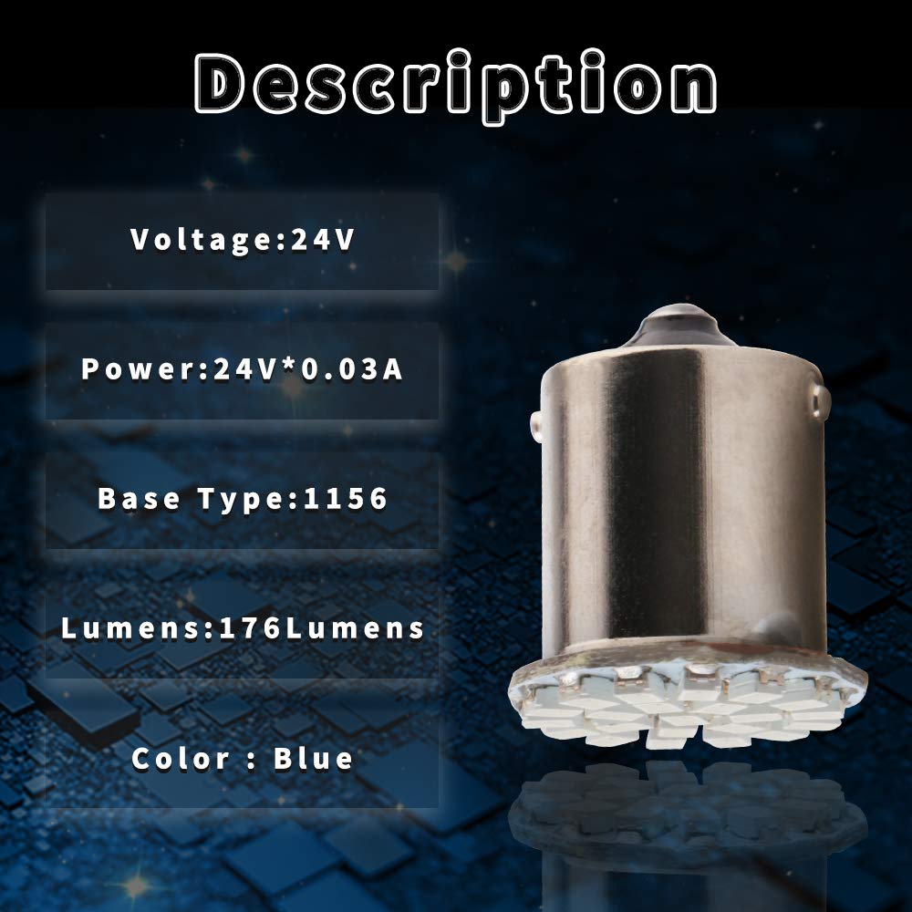 2 Lampadine LED 1156 BA15S Blu 12V - Per Luci Interna Auto, Camper E Indicatori - Foto 5