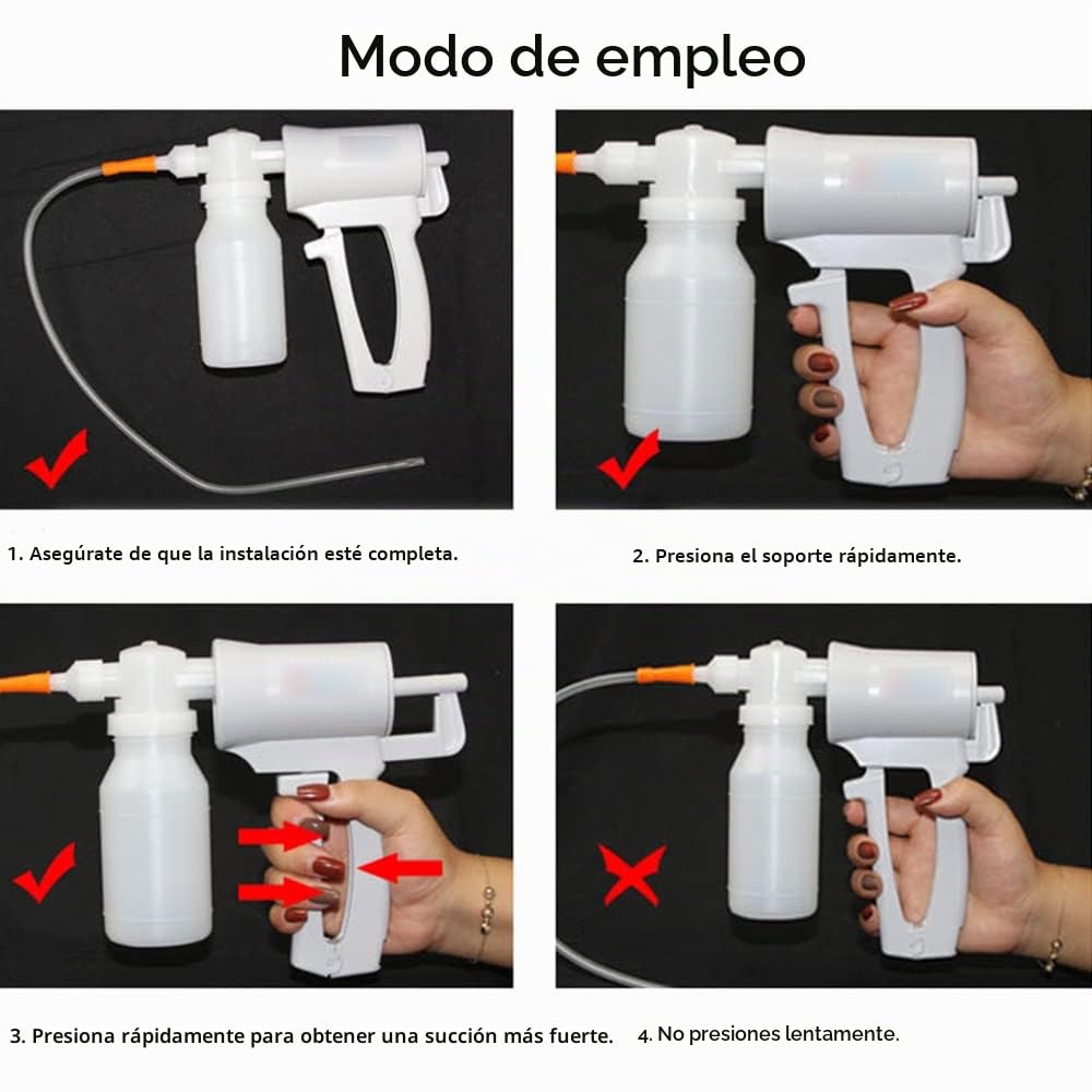 Bomba de succión manual de la flema, aspirador de esputo operado de mano portátil para la emergencia casera del viaje al aire libre