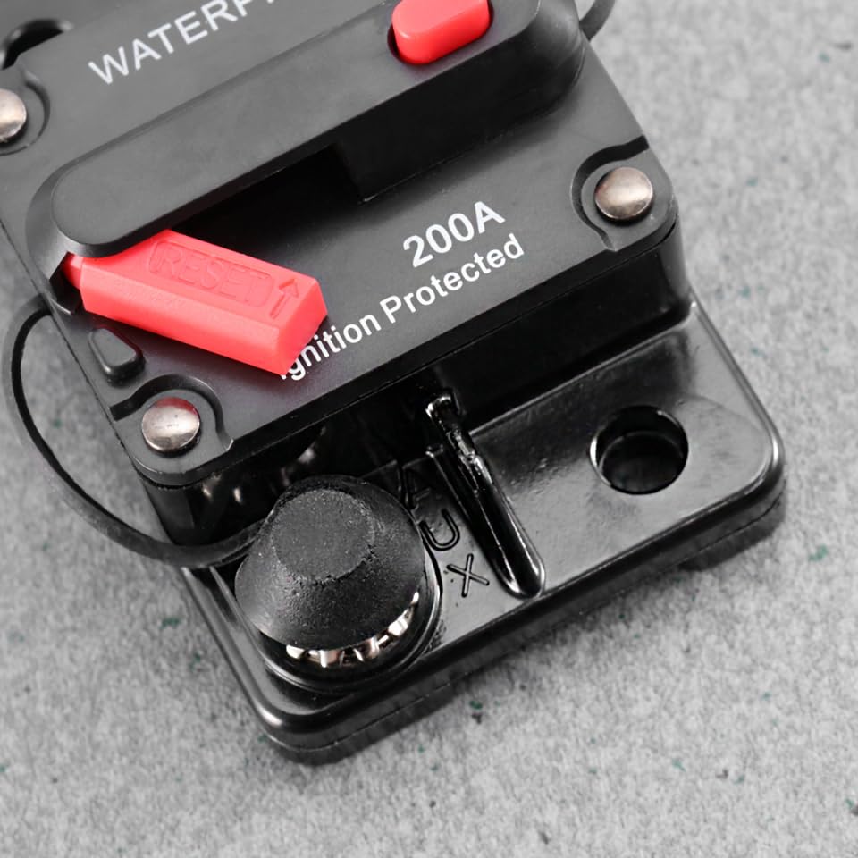 CALLARON Waterproof Manual Reset Circuit Breaker 200A High Amp Dual Protection Switch for 12V 24V Dc Car Boat Rv Electrical Systems