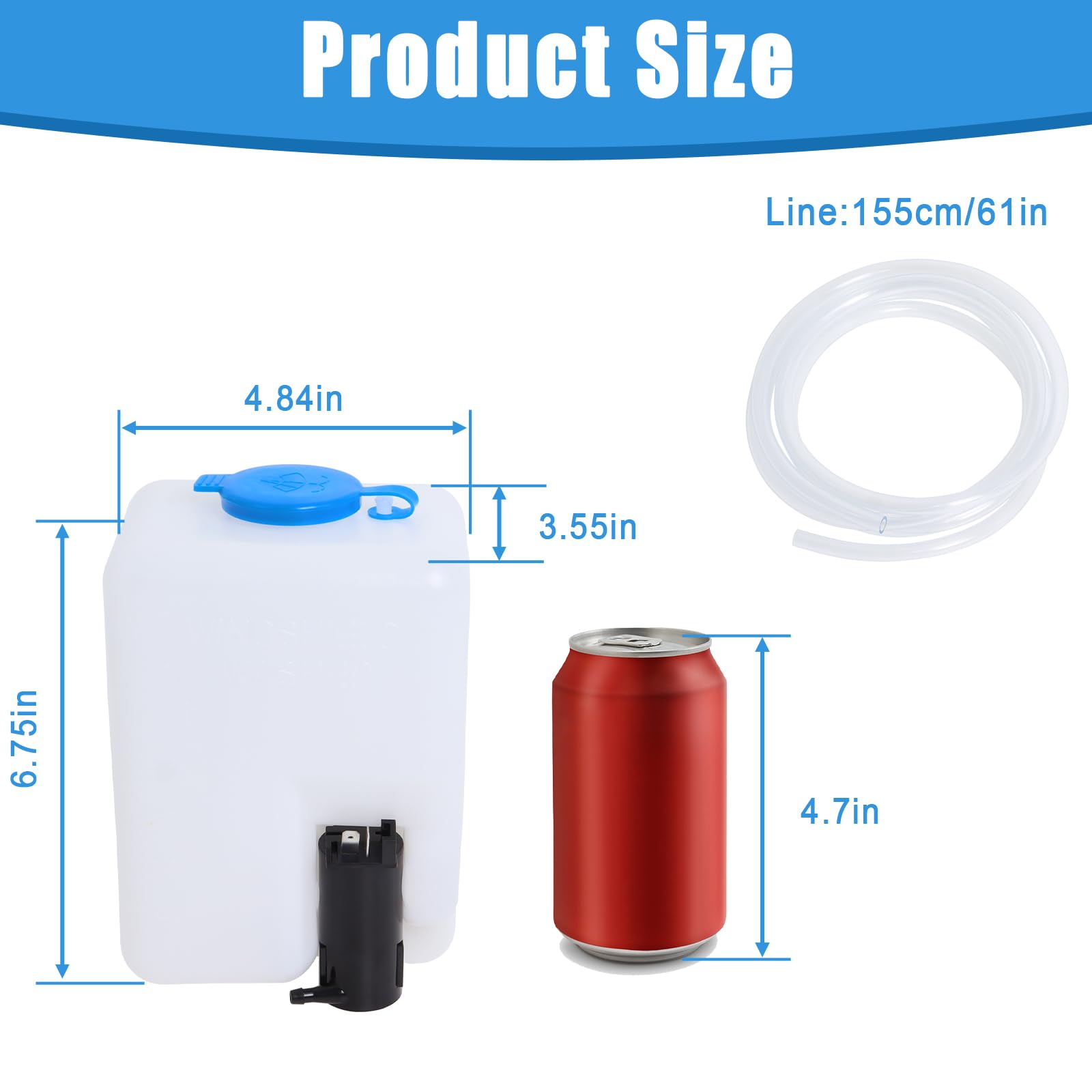 Kit Pompe Lave-Glace 12V 99300, Réservoir Universel pour Voiture | Kit Complet avec Réservoir, Tuyau, Interrupteur et Buses, Adapté aux Voitures, Bateaux et Véhicules Divers