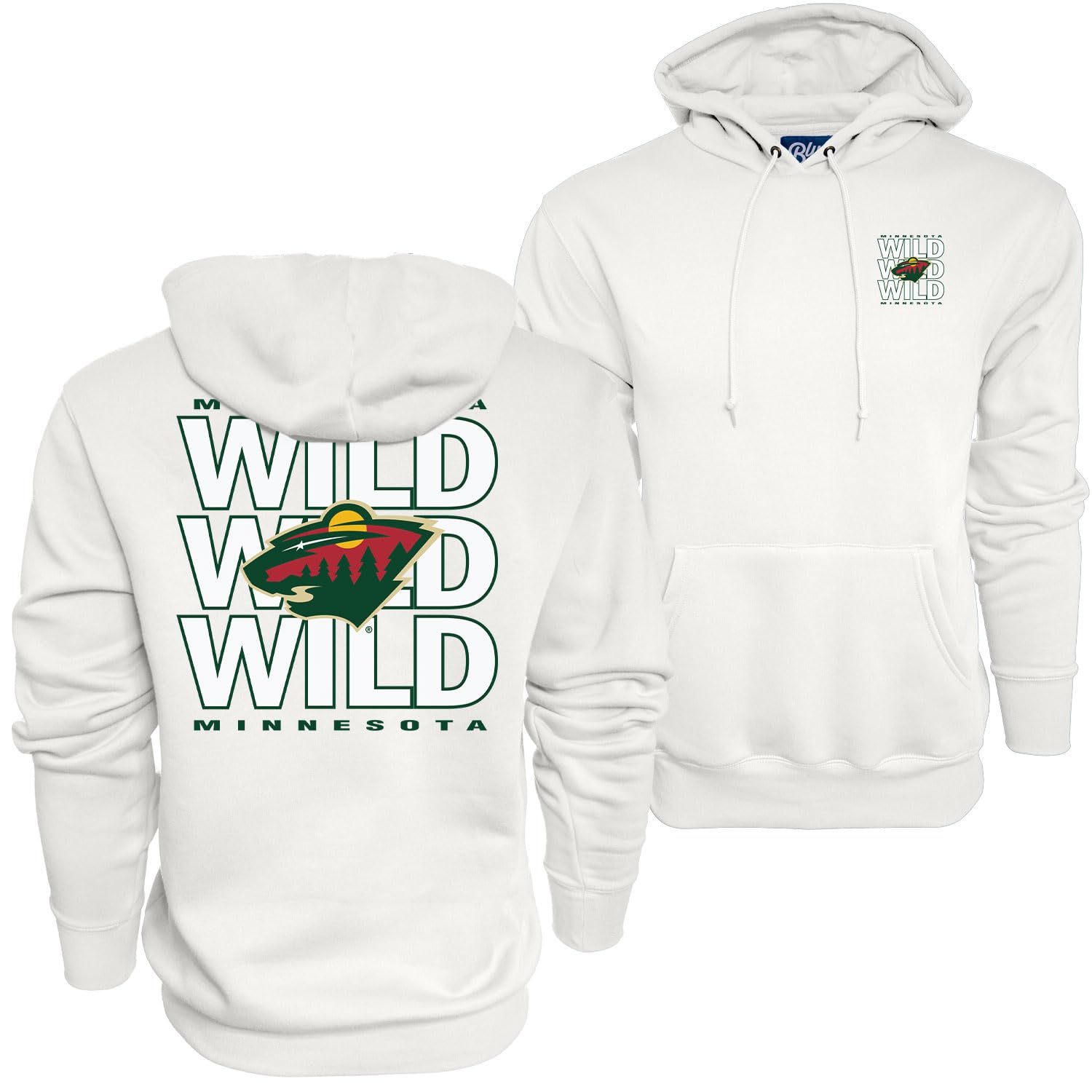 Blue 84 NHL Officially Licensed Hooded Sweatshirt Front/Back Curl White