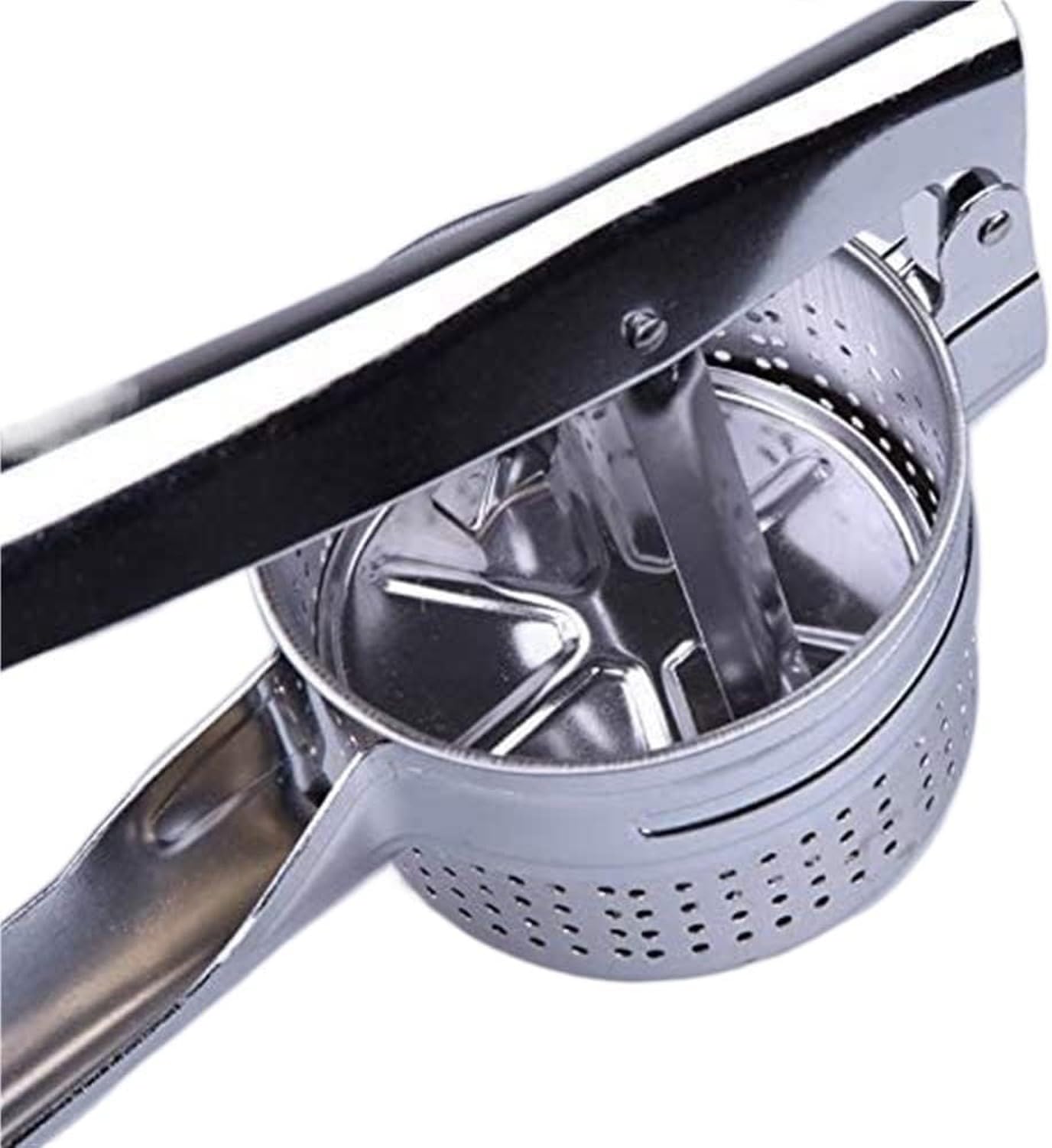 Prensa de ajos y Jengibre, machacador de Patatas Acero Inoxidable, Pica puré Fabricante sin Salpicaduras para Verduras Frutas, Plata, 26,5 * 9,8 * 9cm