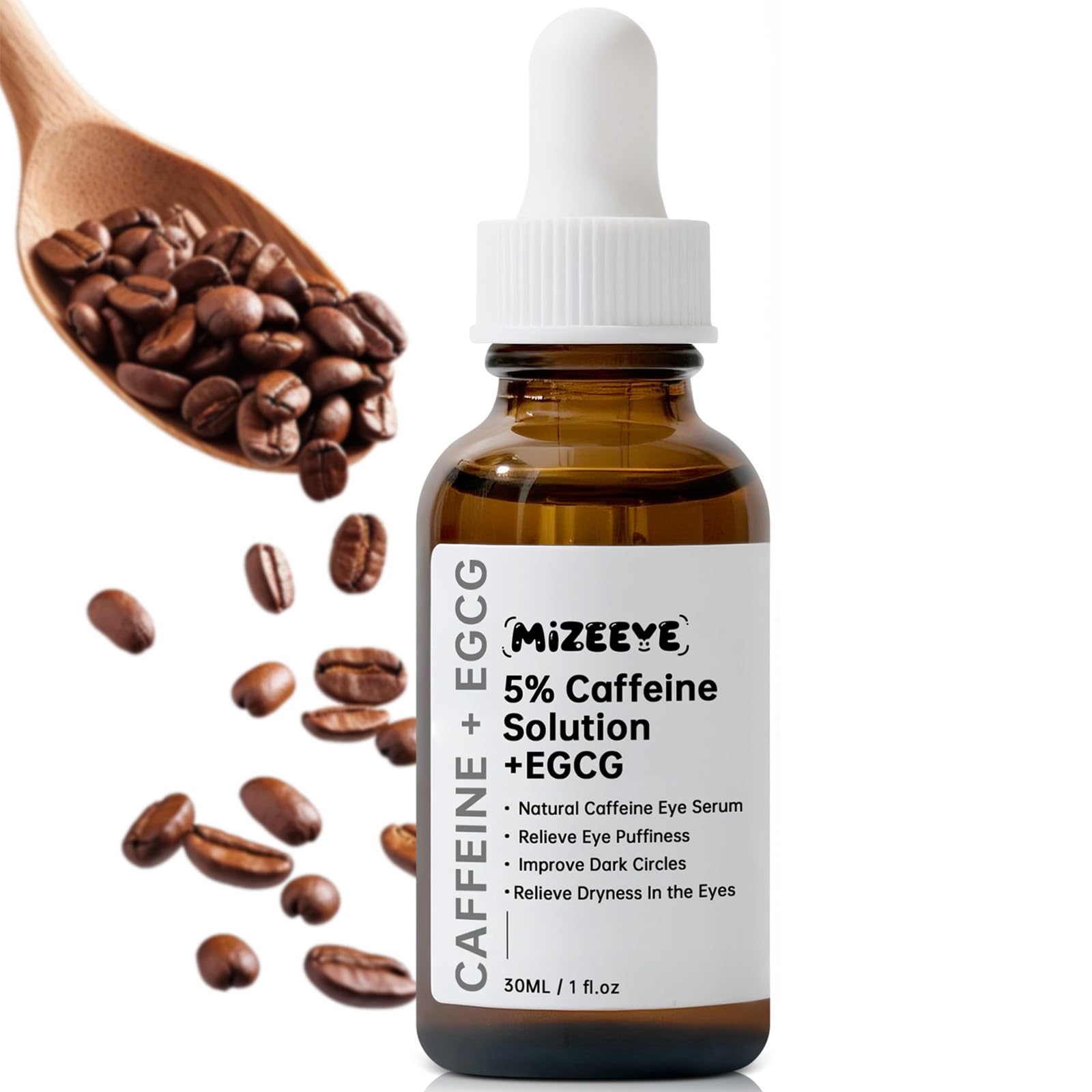 Caffeine Solution 5% + EGCG For Dark Circles & Puffiness, 30ML Anti Aging Under Eye Serum For Eye Bags, Fine Lines, Moisturizing Caffeine Solution.