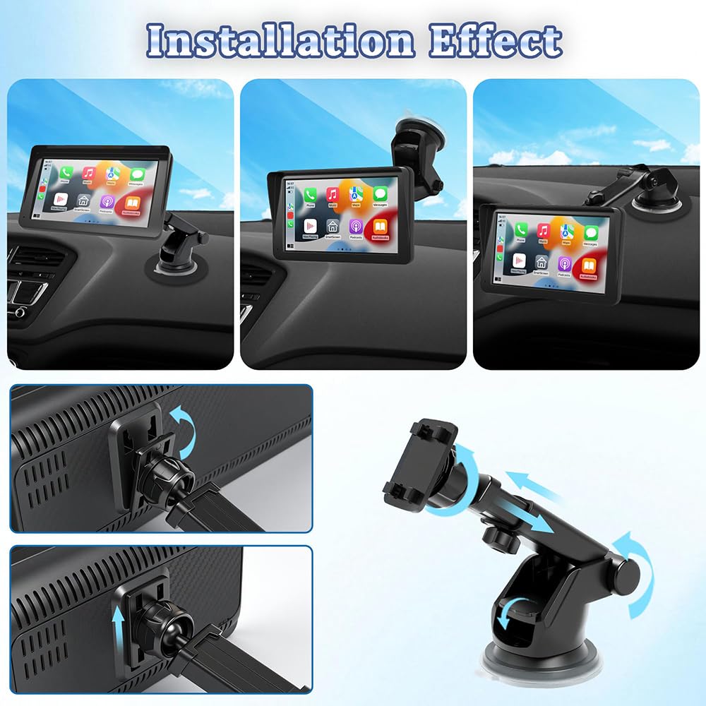 Pantalla Carplay Coche para Isuzu D-MAX, Bighorn, Campo Pickup, 7 Pulgadas Portátil IPS Pantalla Automóviles Radio con Bluetooth Asistente de Voz