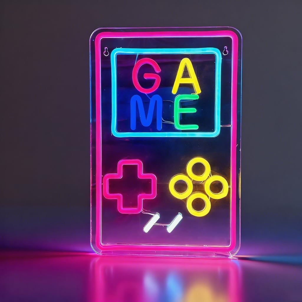 Neon Gaming LED USB lampa do sypialni i pokoju zabaw (różowa) | Modny design gamingowy, zasilanie USB 5 V, oświetlenie dekoracyjne dla nastolatków, sypialni, biura, pokoju zabaw i przyjęć.