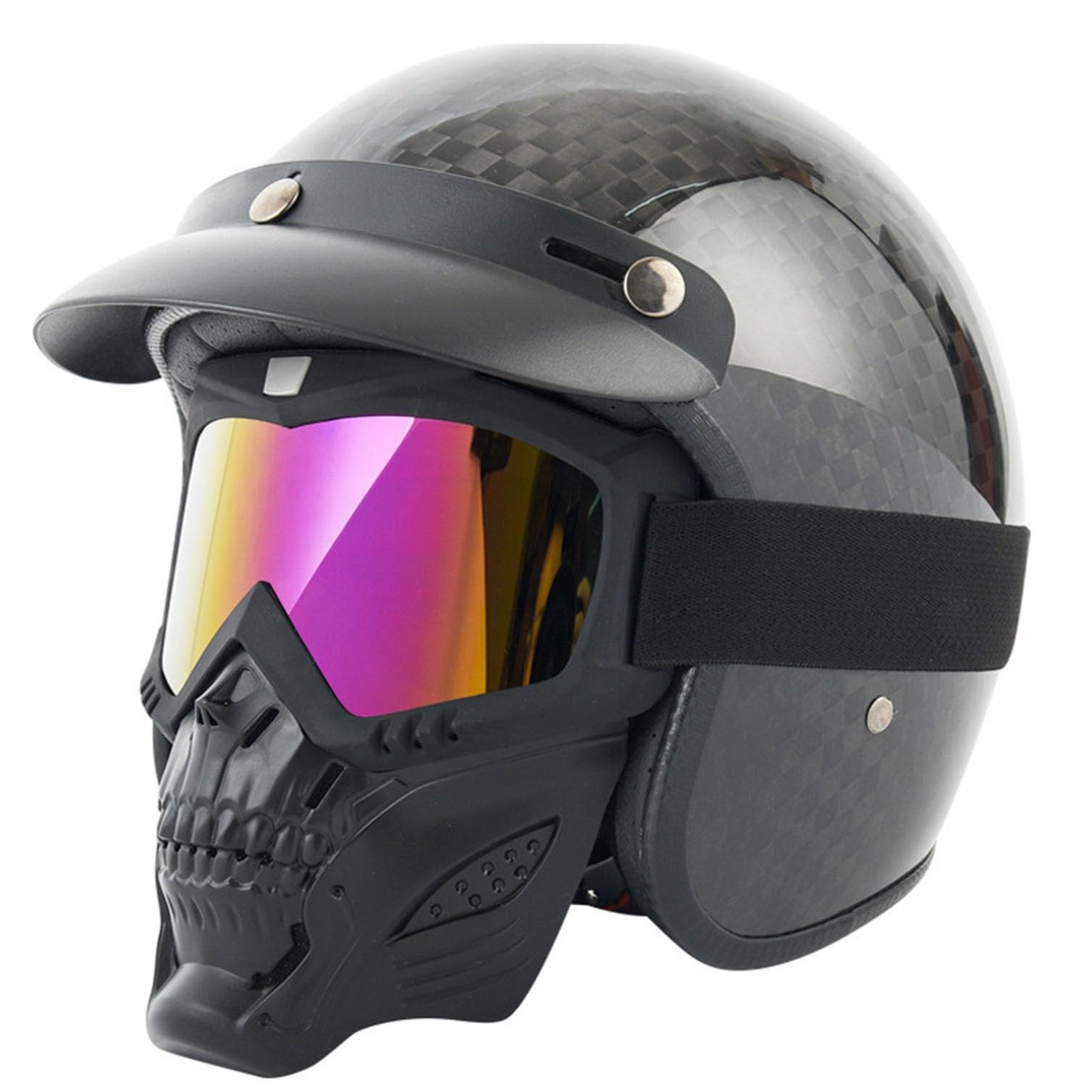Casques moto jet retro 3/4 homologué vintage avec lunettes scooter XL