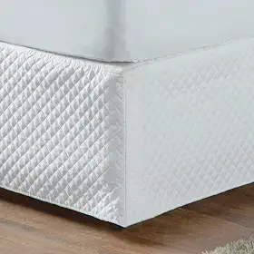 Saia para Cama Box Casal 150 Fios Matelada Quadriculada Branco